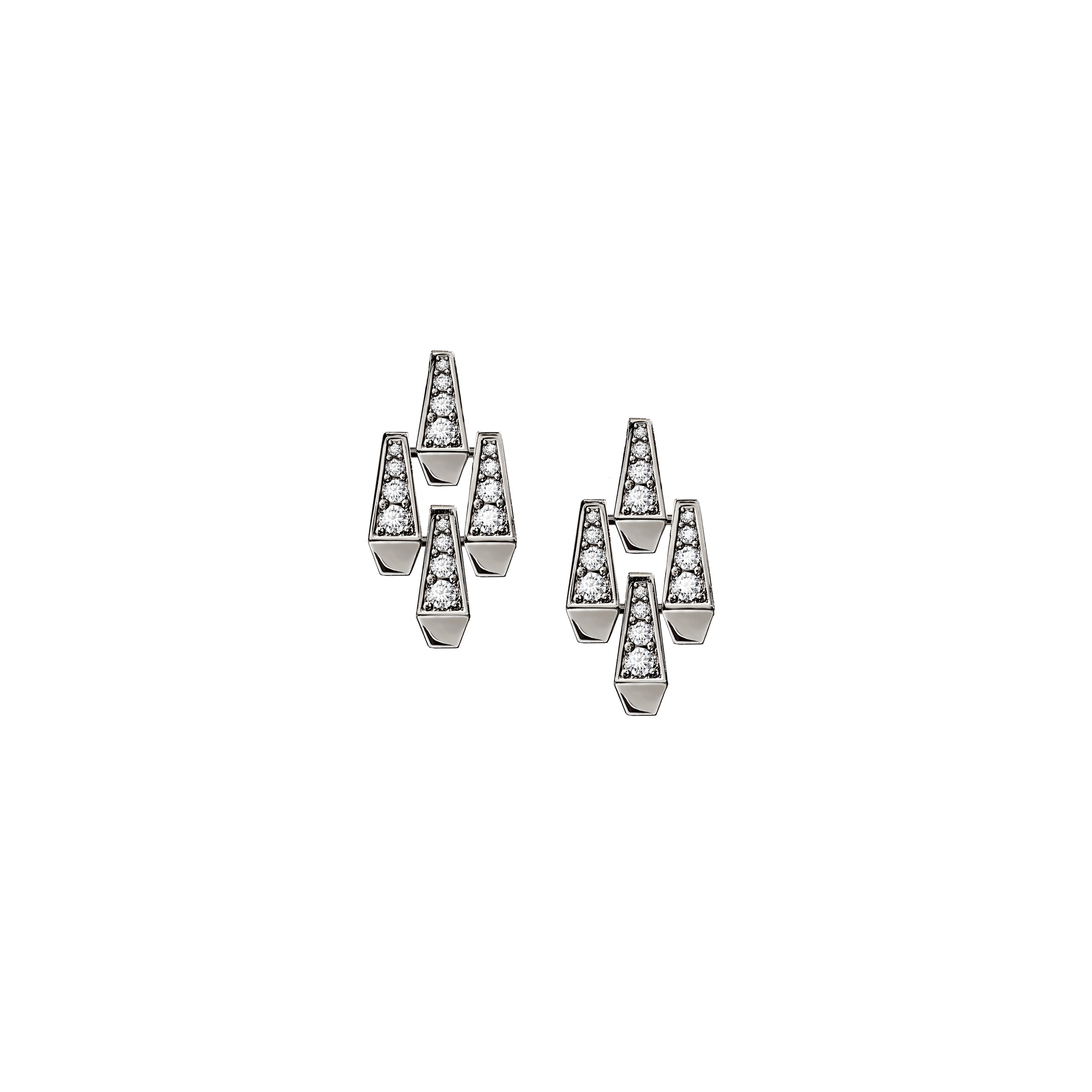 SPIKE 4 ELEMENTS FULL PAVÉ DIAMOND EARRINGS, WHITE GOLD