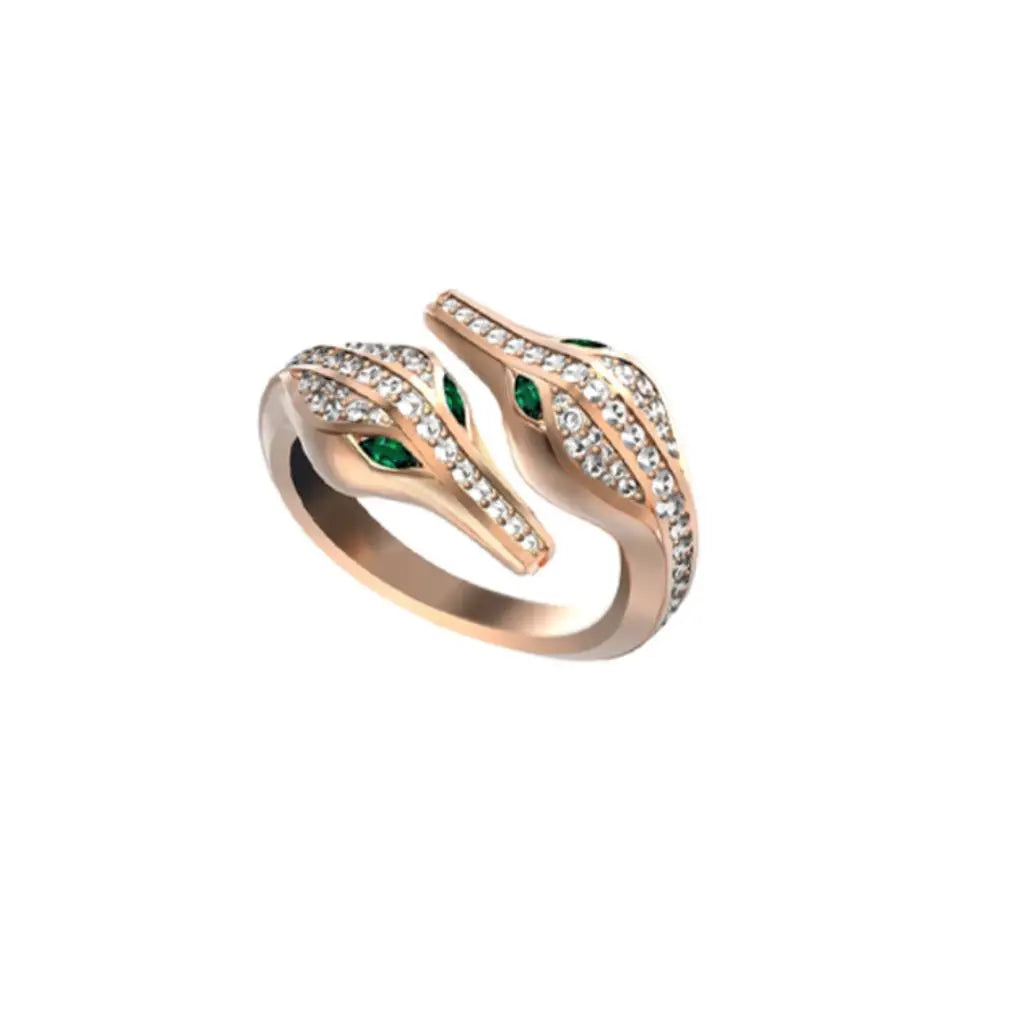 CARESSE DE CROCO DOUBLE HEAD FULL PAVE DIAMOND RING, ROSE GOLD