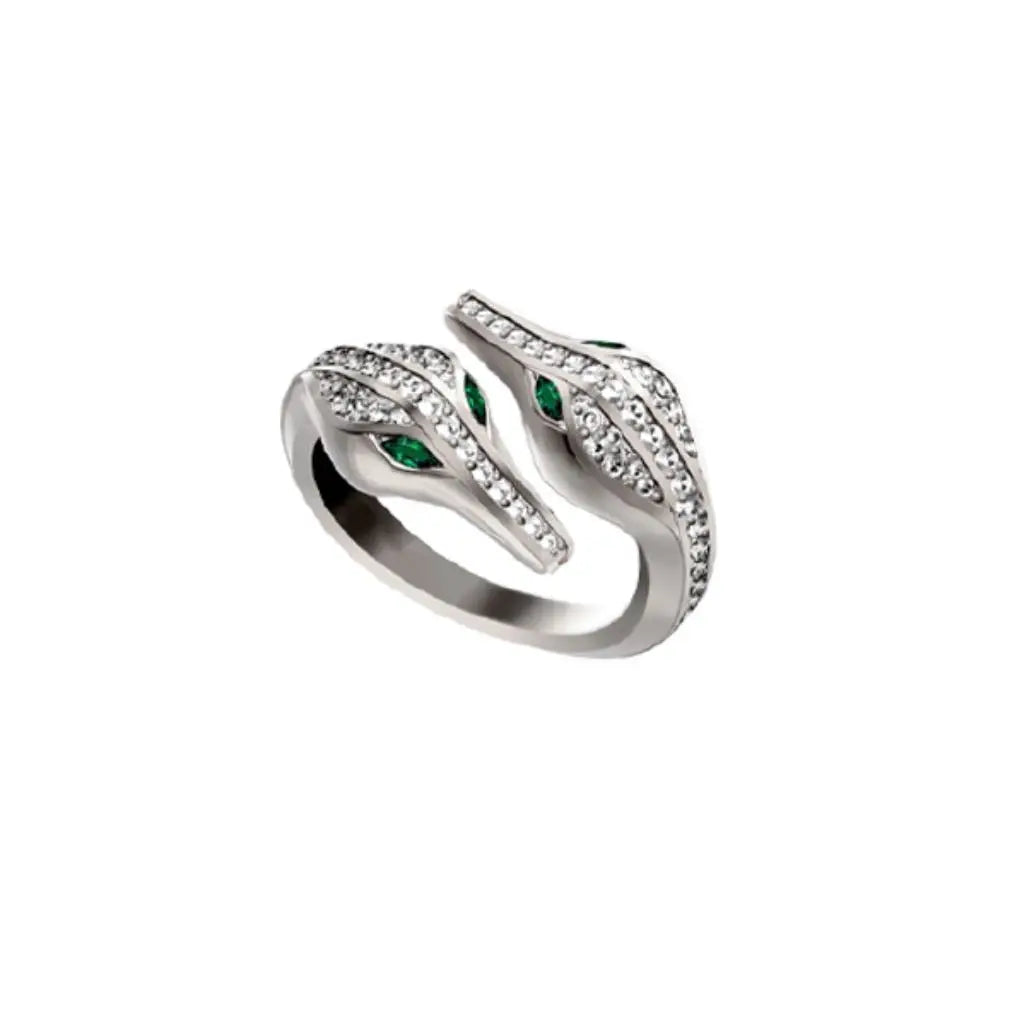 CARESSE DE CROCO DOUBLE HEAD FULL PAVE DIAMOND RING, WHITE GOLD