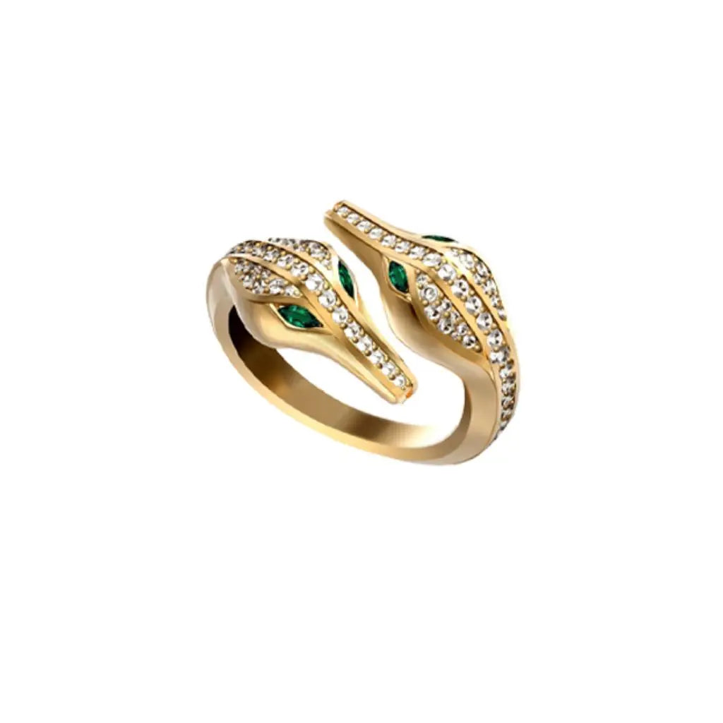 CARESSE DE CROCO DOUBLE HEAD FULL PAVE DIAMOND RING, YELLOW GOLD