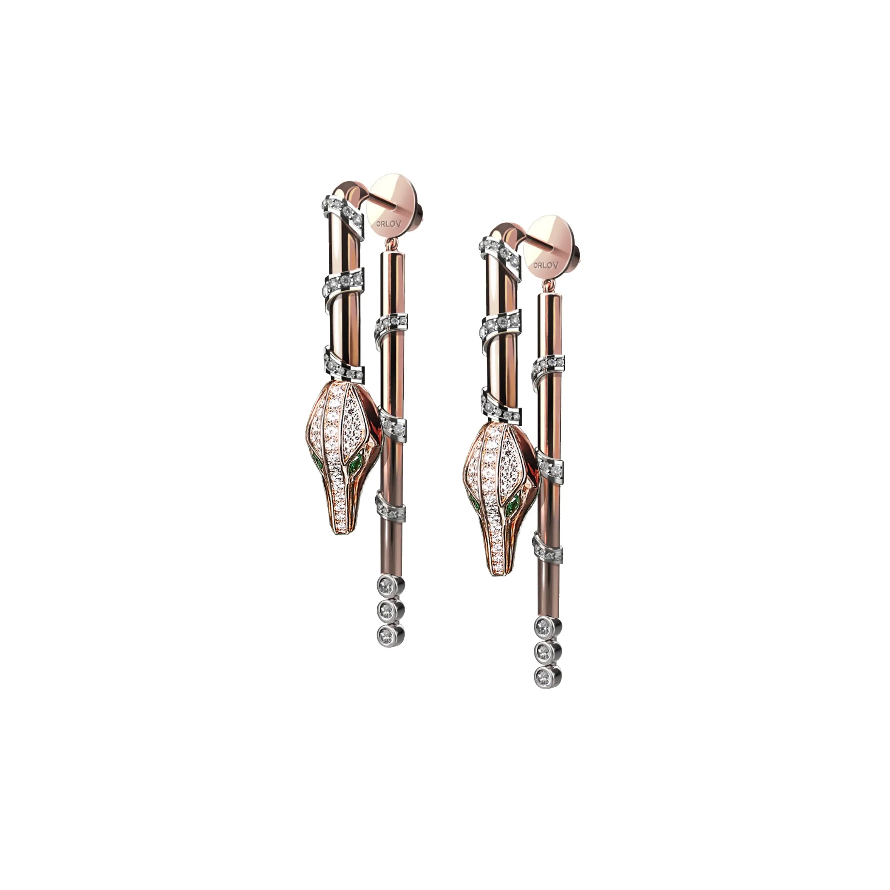 CARESSE DE CROCO DROP DIAMOND EARRINGS, ROSE GOLD