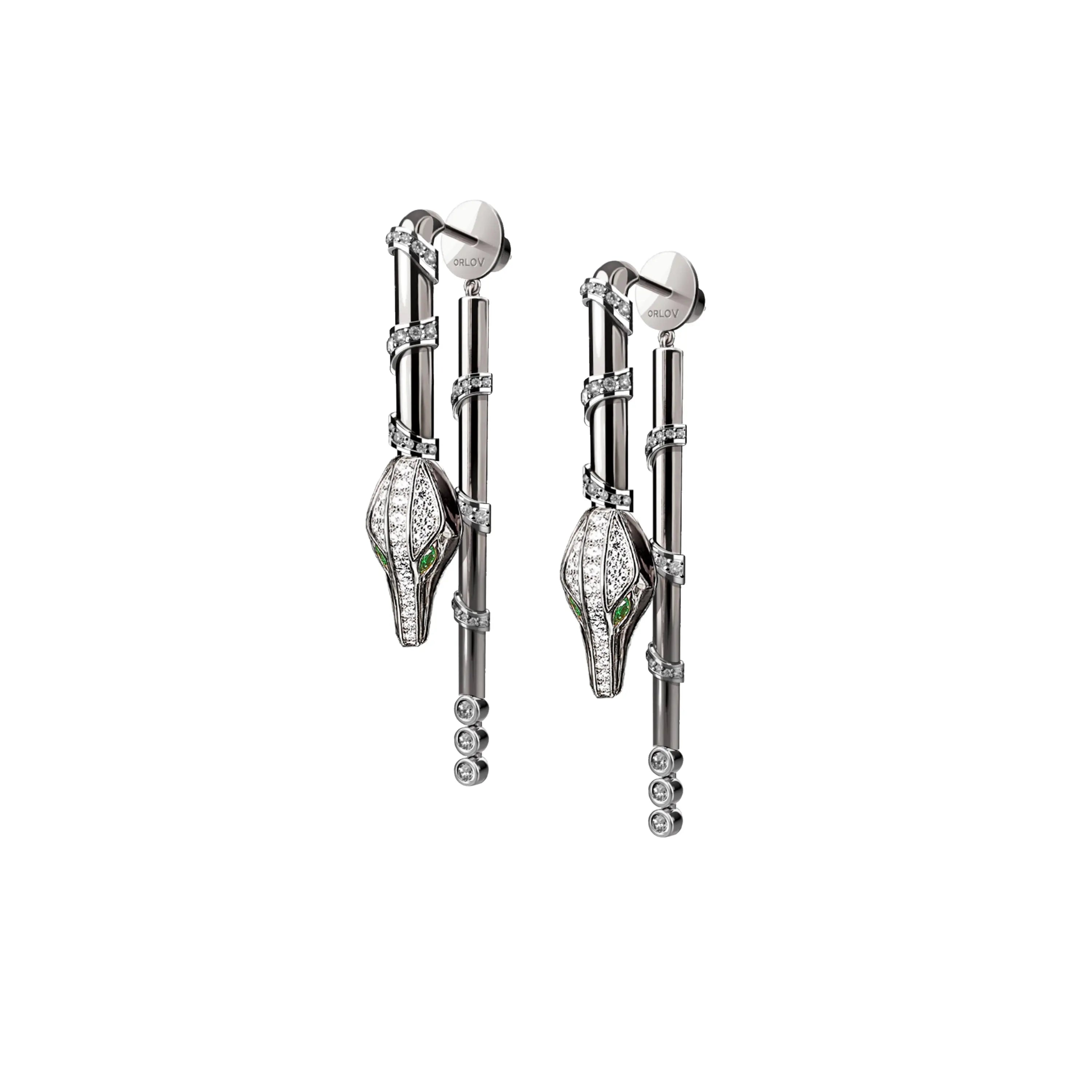 CARESSE DE CROCO DROP DIAMOND EARRINGS, WHITE GOLD