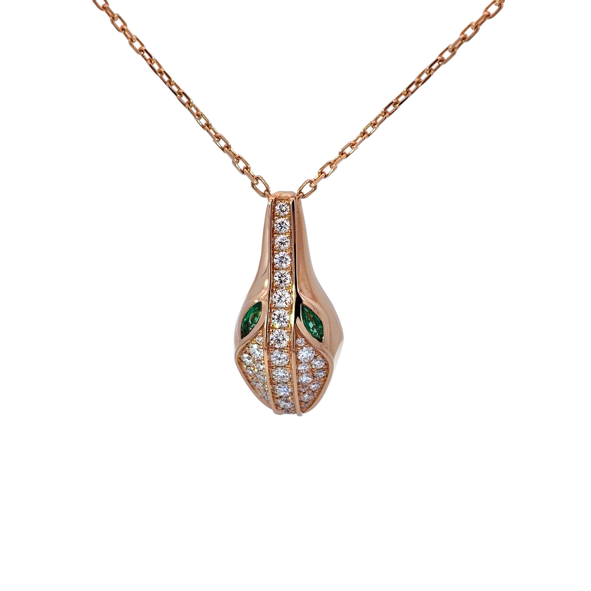 SPIKE CROCO HEAD FULL PAVE DIAMOND PENDANT, ROSE GOLD