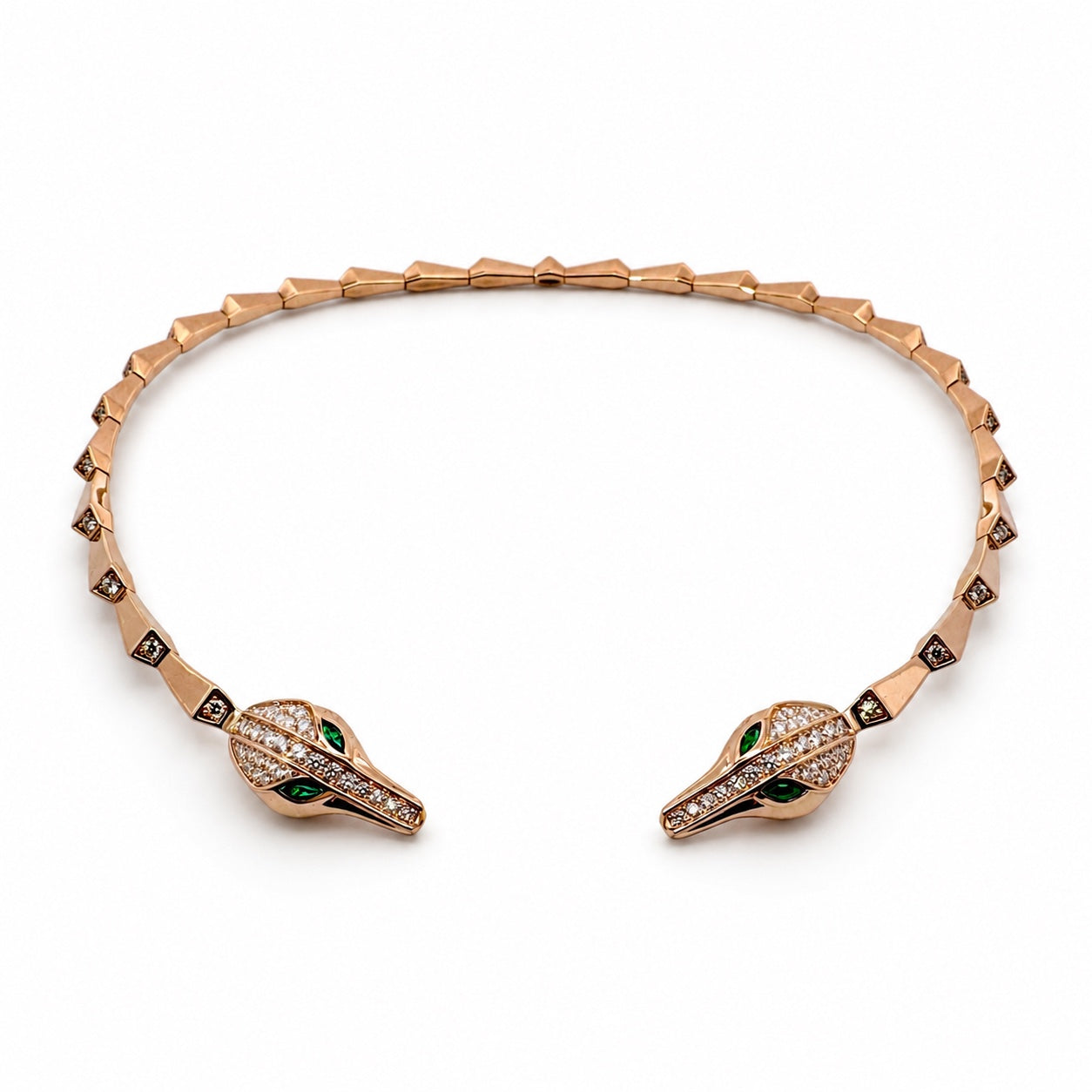 SPIKE CROCO LIGHT PAVÉ DIAMOND CHOKER, ROSE GOLD