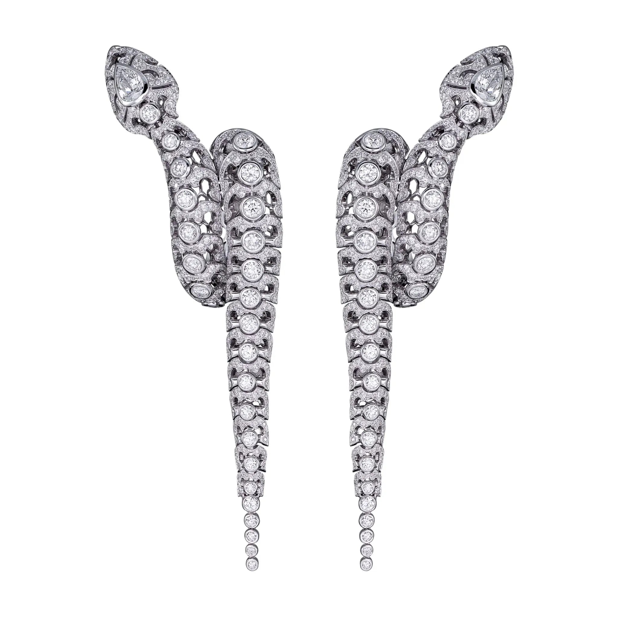 SERPENTES DIAMOND EARRINGS WHITE GOLD | Earring | 18K white gold, diamonds, earring, serpentes, snake | ORLOV