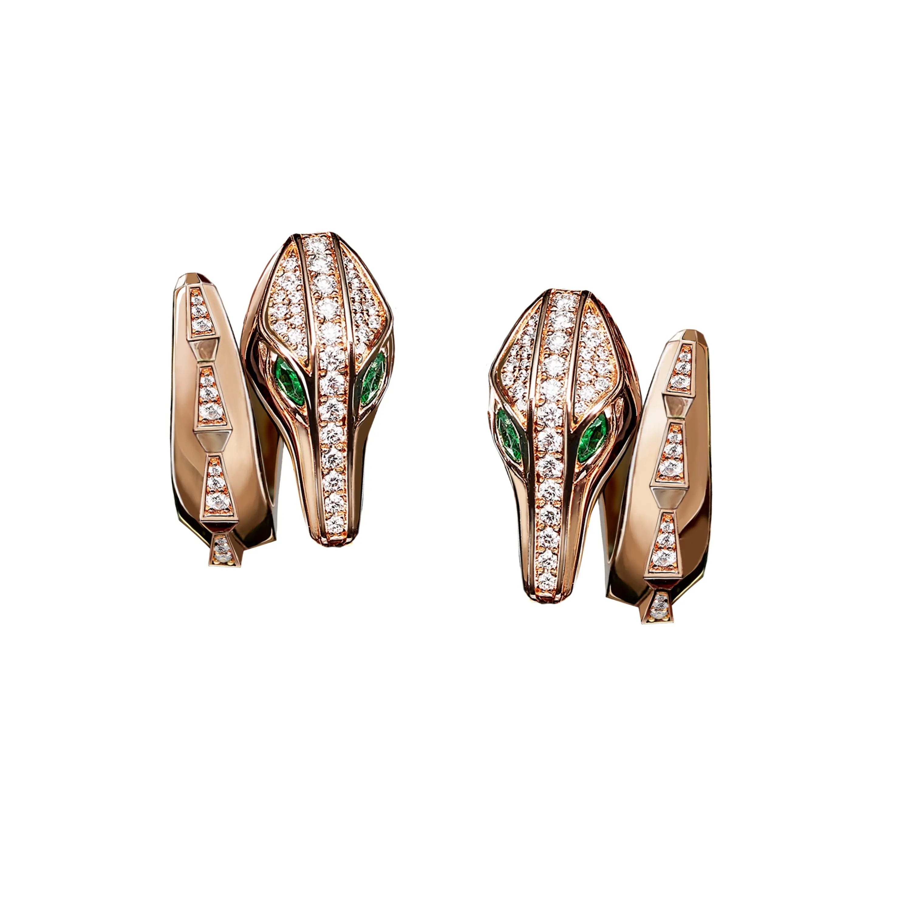 SIGNATURE SPIKE CROCO HALF SET DIAMOND EARRINGS ROSE GOLD