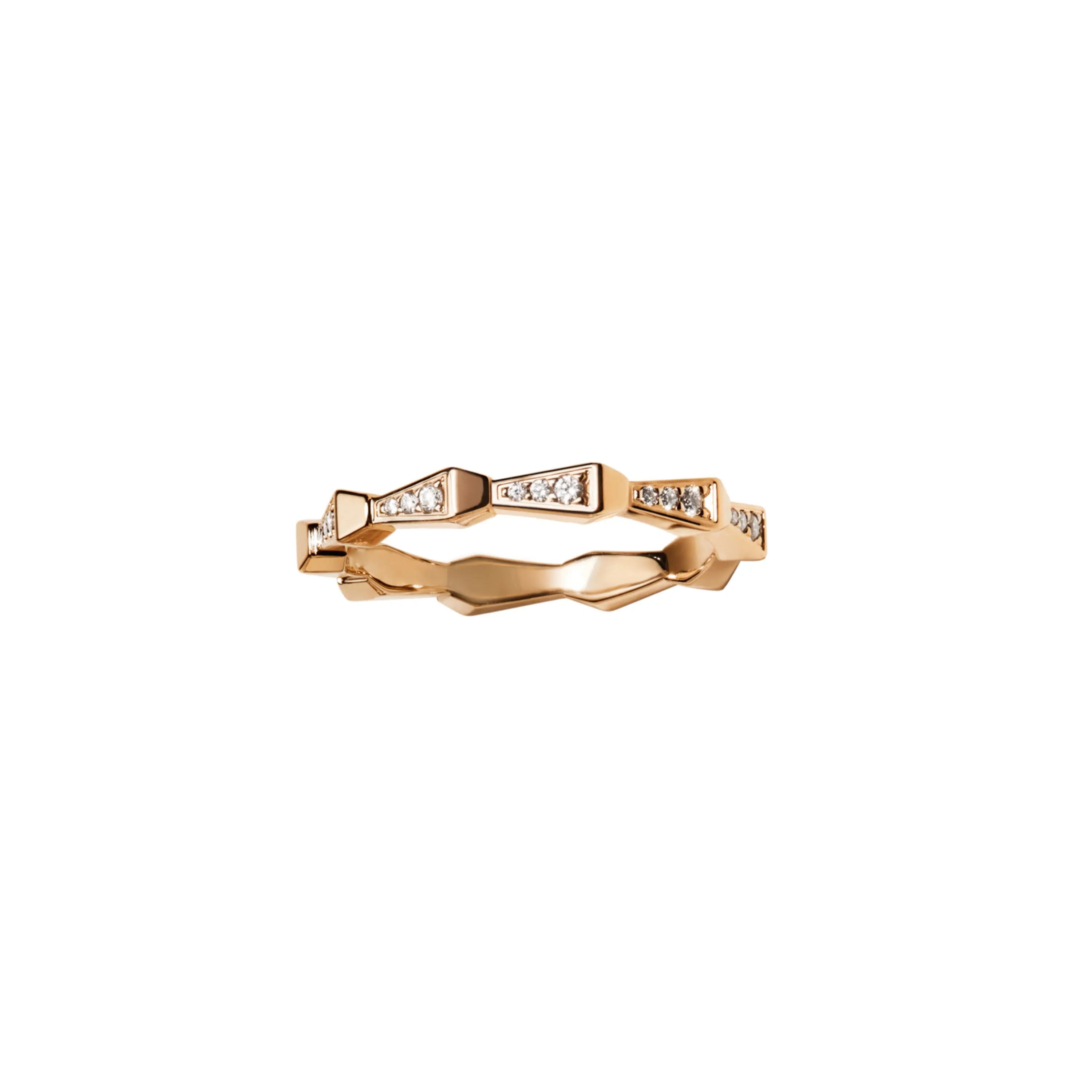 SPIKE 1 ROW FULL PAVE DIAMOND BAND, YELLOW GOLD