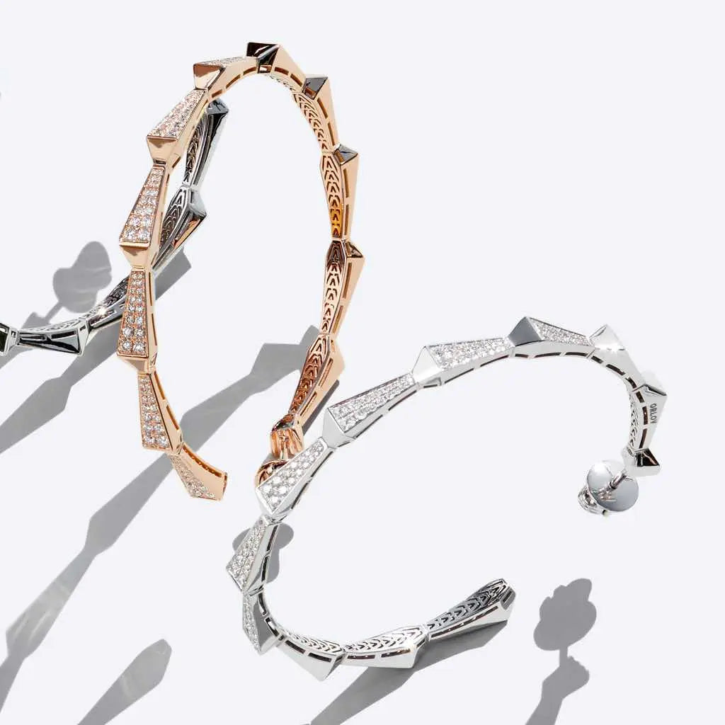SPIKE 1 ROW FULL PAVE DIAMOND HOOPS, ROSE GOLD