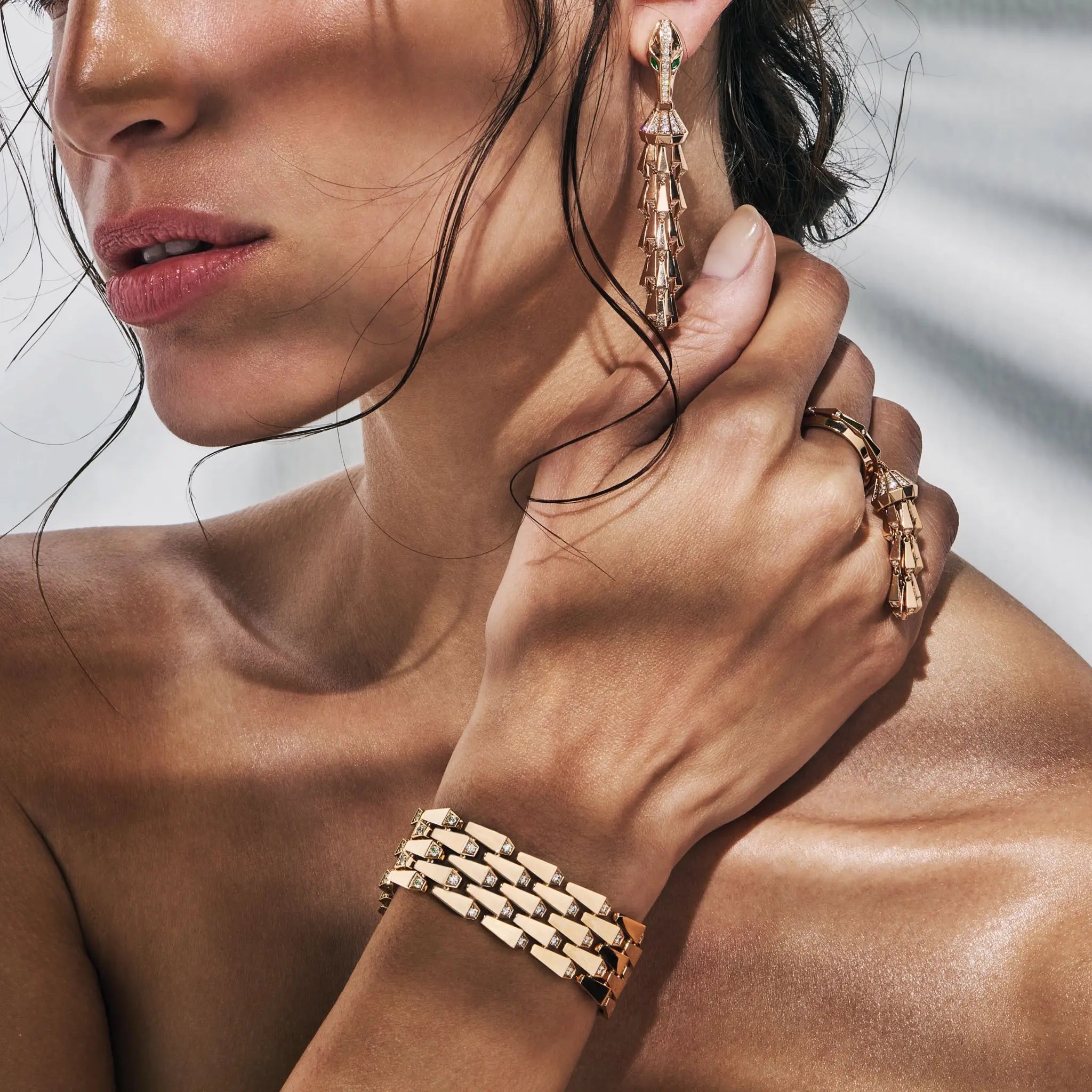 SPIKE 5 ROW MANCHETTE LIGHT PAVÉ DIAMOND BRACELET, ROSE GOLD ORLOV