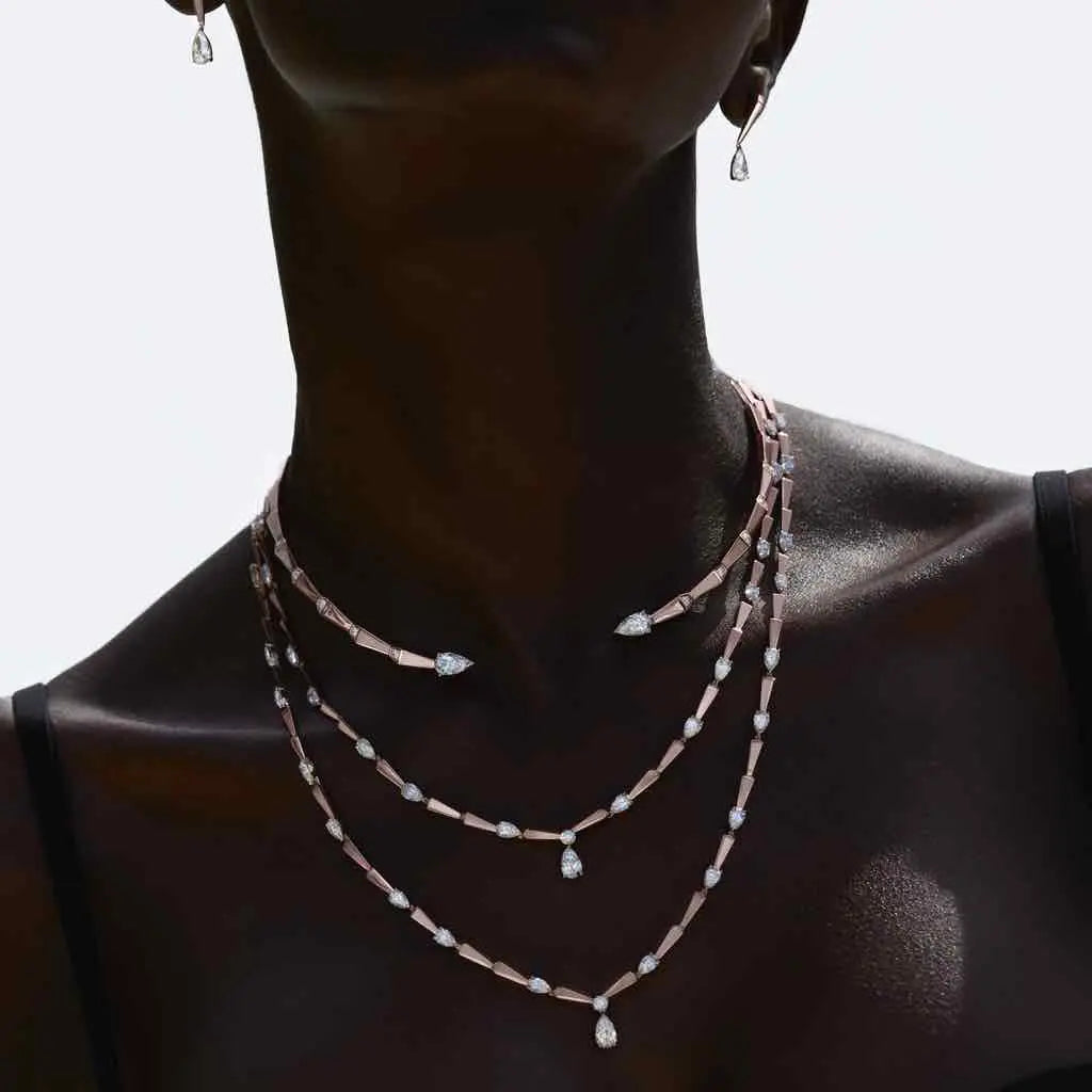 SPIKE DIAMOND PEAR SHAPE CHAIN WHITE GOLD ORLOV