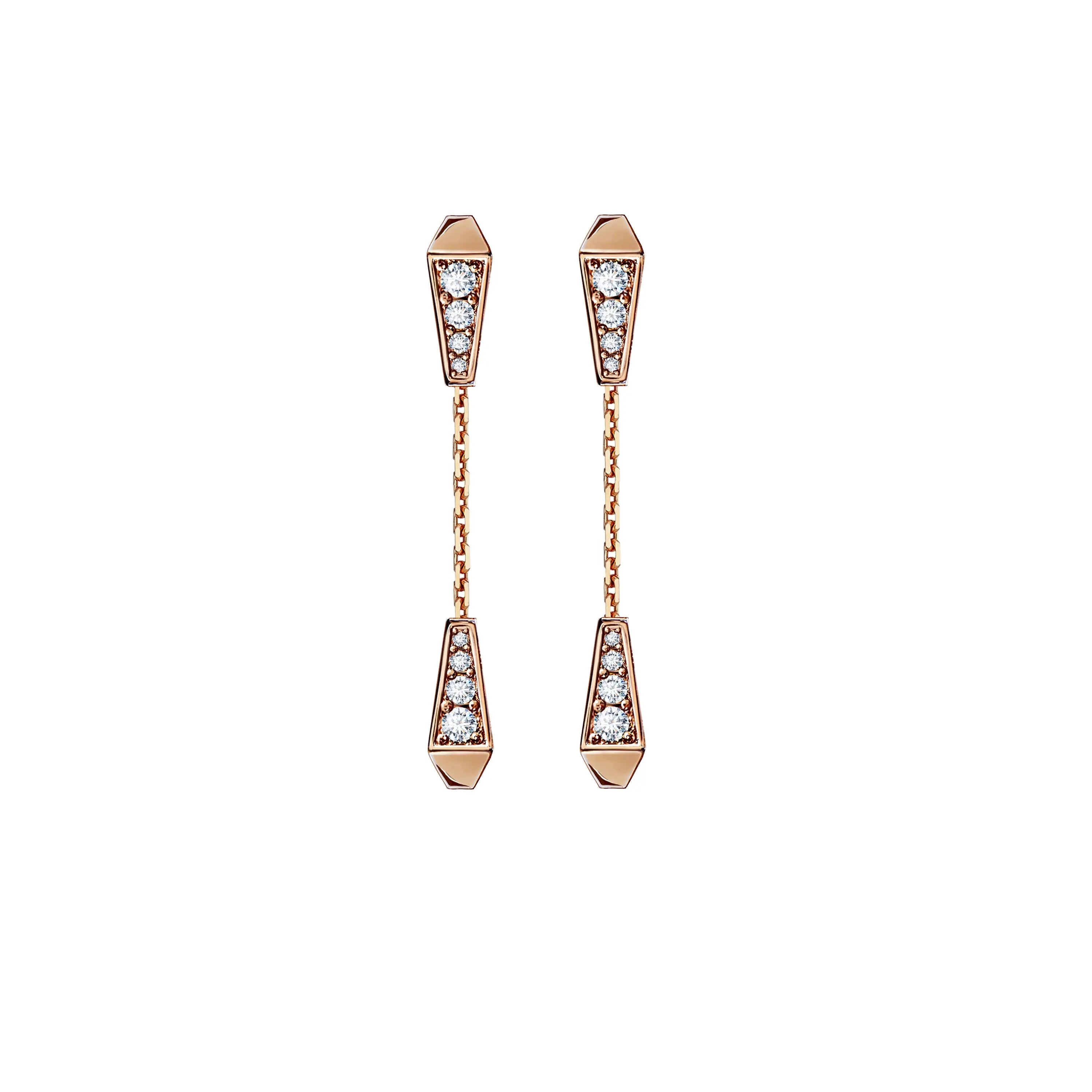 SPIKE DOUBLE DROP FULL PAVE DIAMOND EARRINGS, ROSE GOLD ORLOV