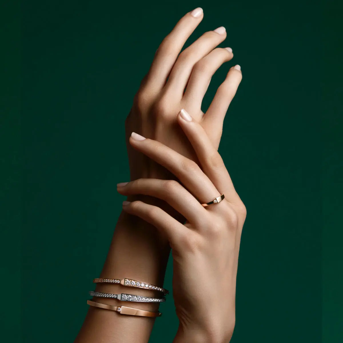 SPIKE ONE LIGHT PAVÉ DIAMOND RING, ROSE GOLD ORLOV