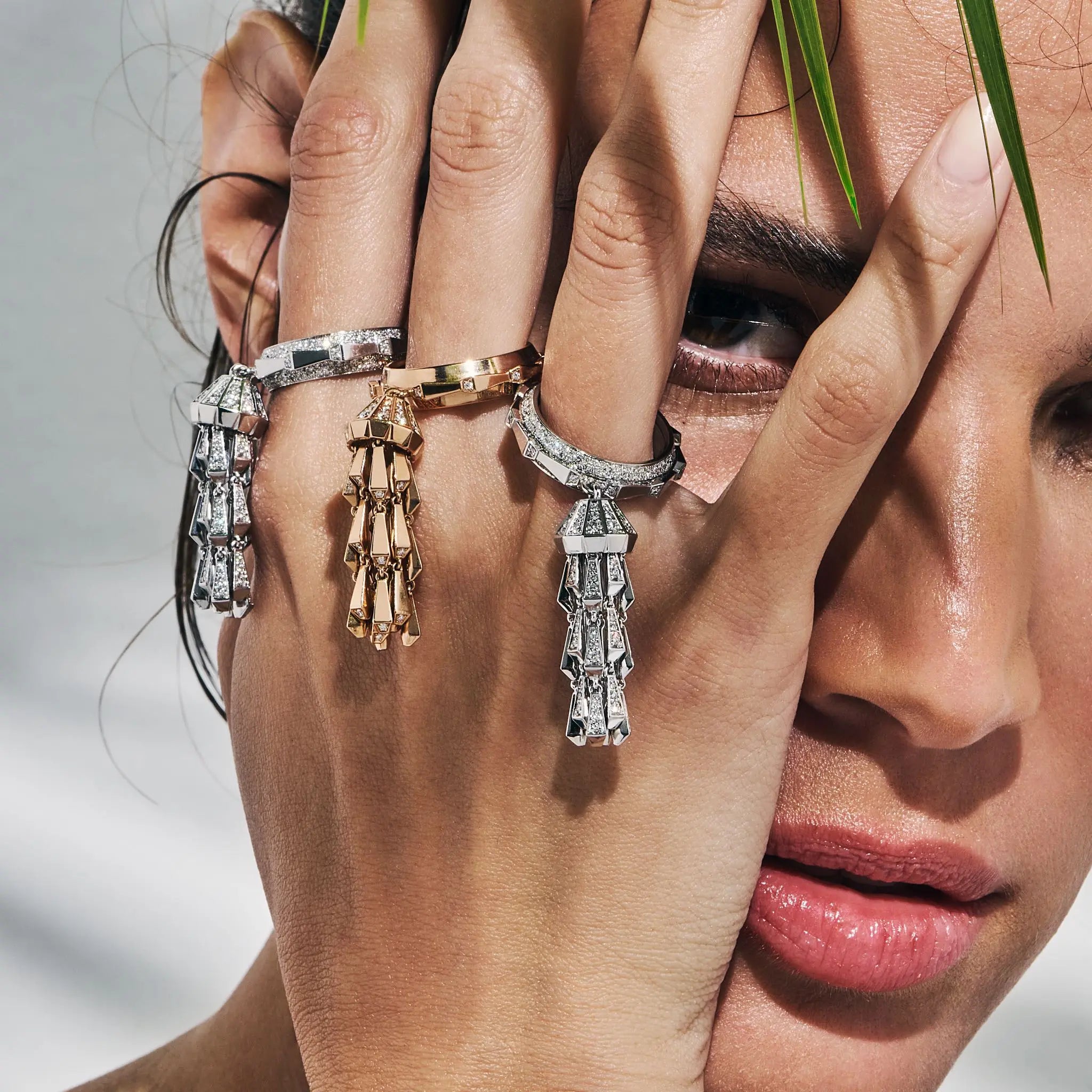 SPIKE TASSEL FULL PAVE DIAMOND RING ROSE GOLD