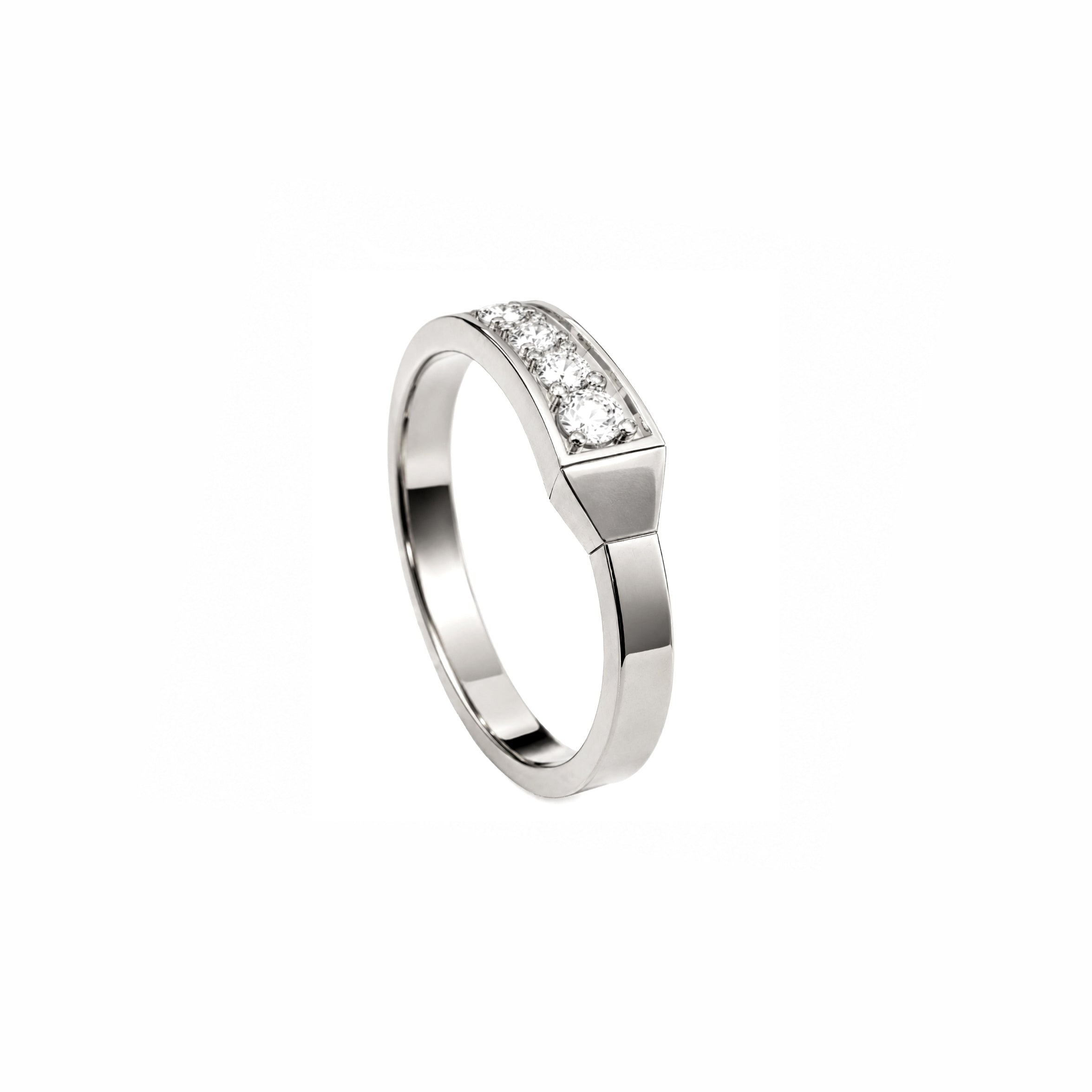 SPIKE ONE HALF PAVE DIAMOND RING WHITE GOLD