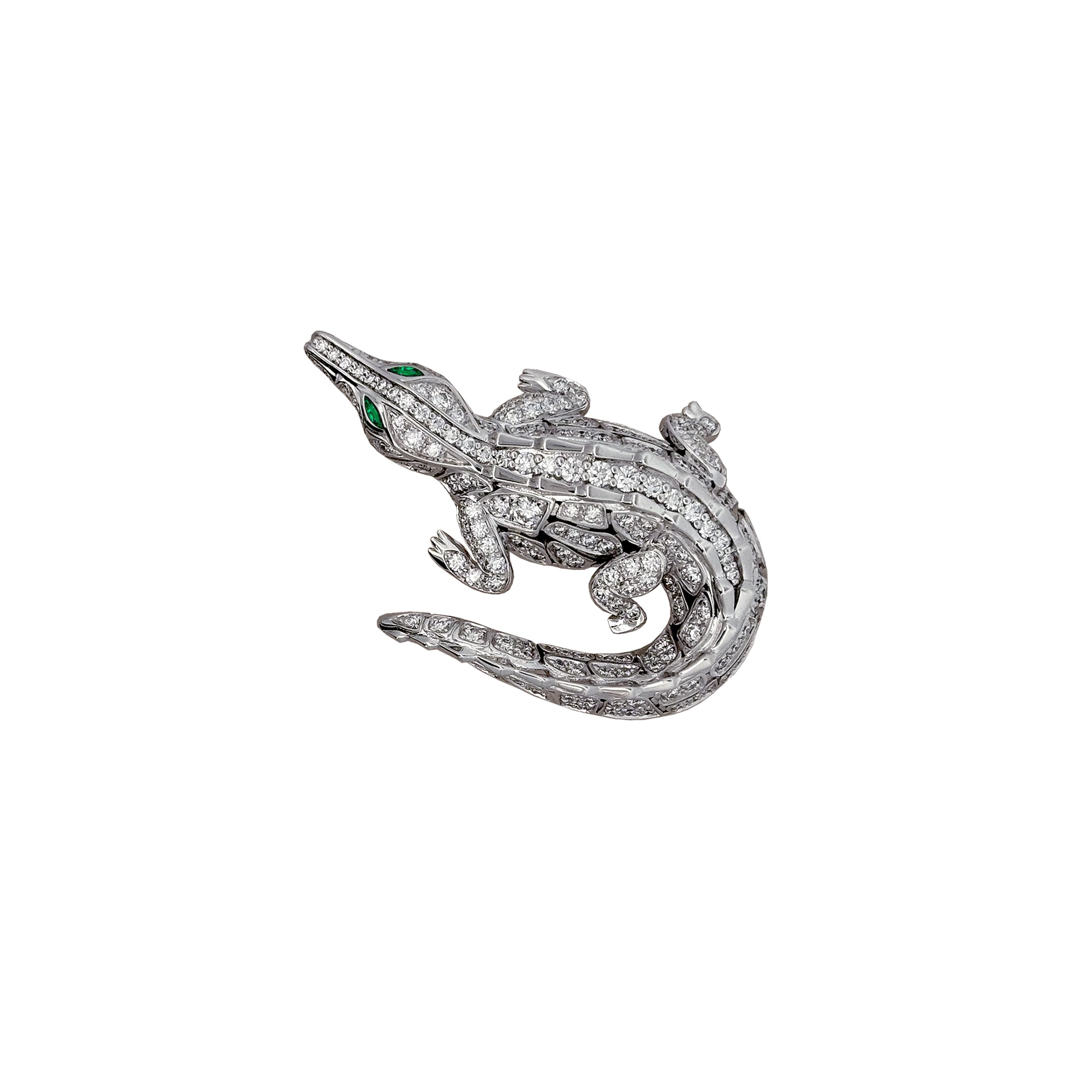 CARESSE DE CROCO FULL PAVE DIAMOND CROCODILE RING, WHITE GOLD
