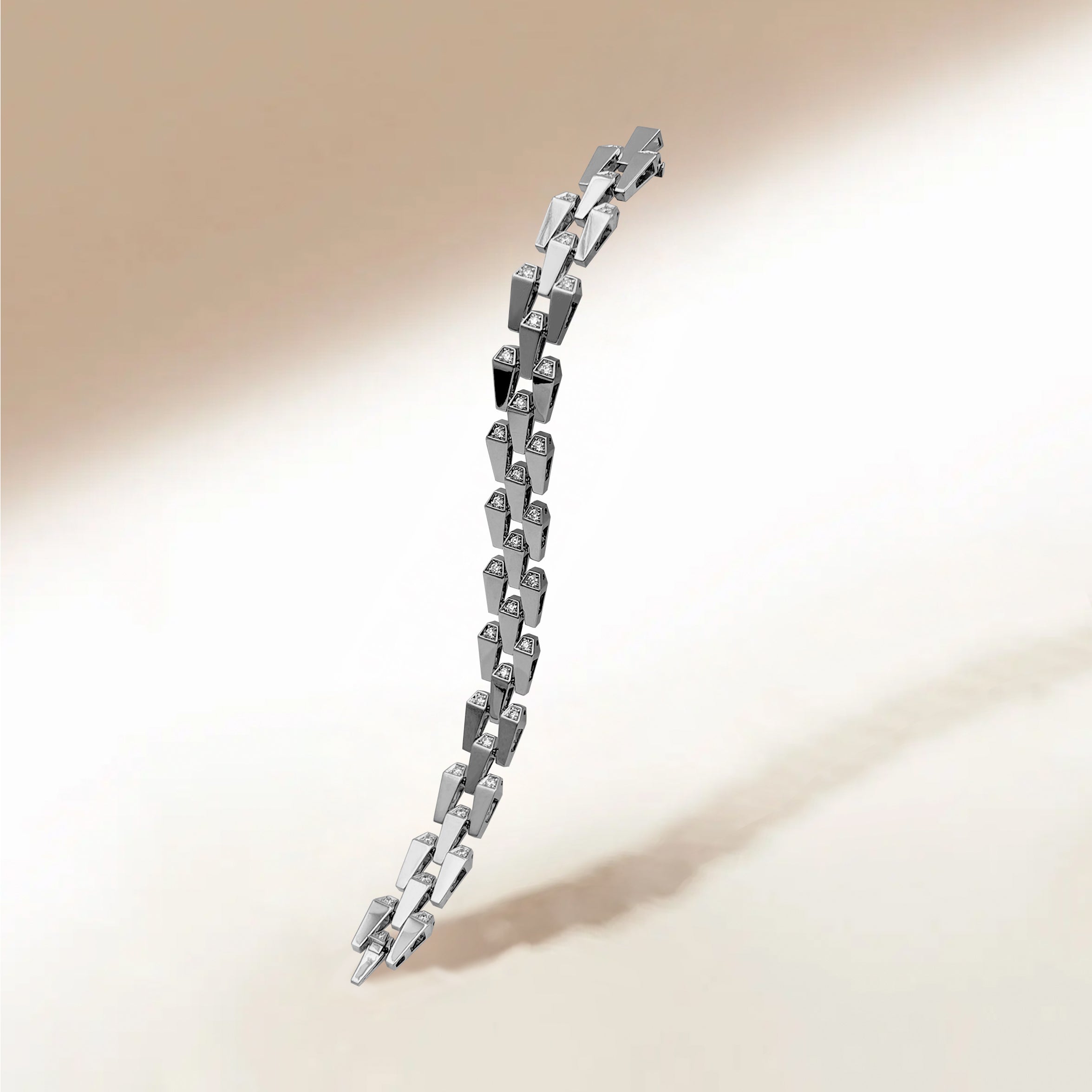 SPIKE 3 ROW LIGHT PAVÉ DIAMOND BRACELET, WHITE GOLD