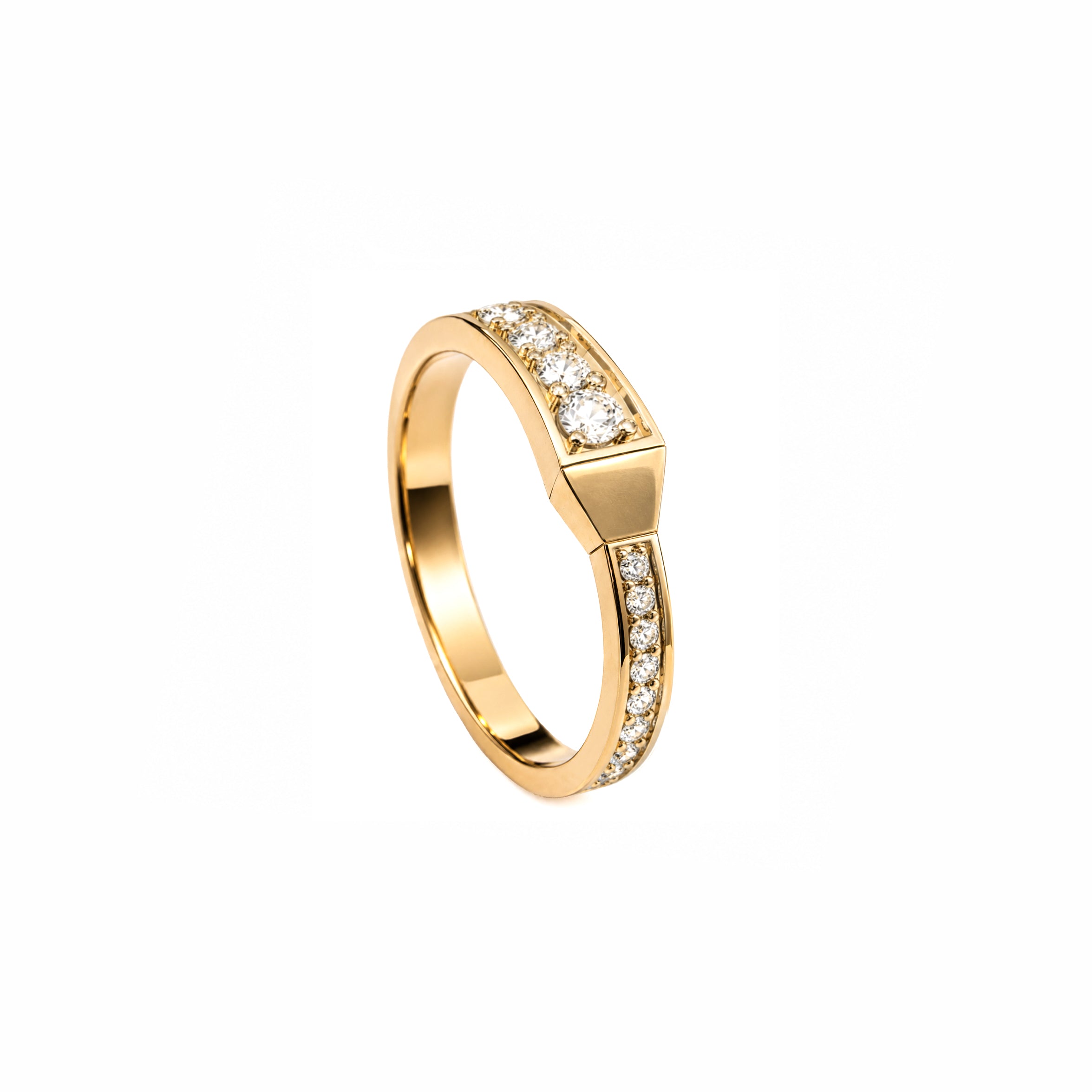 SPIKE ONE FULL PAVE DIAMOND RING YELLOW GOLD