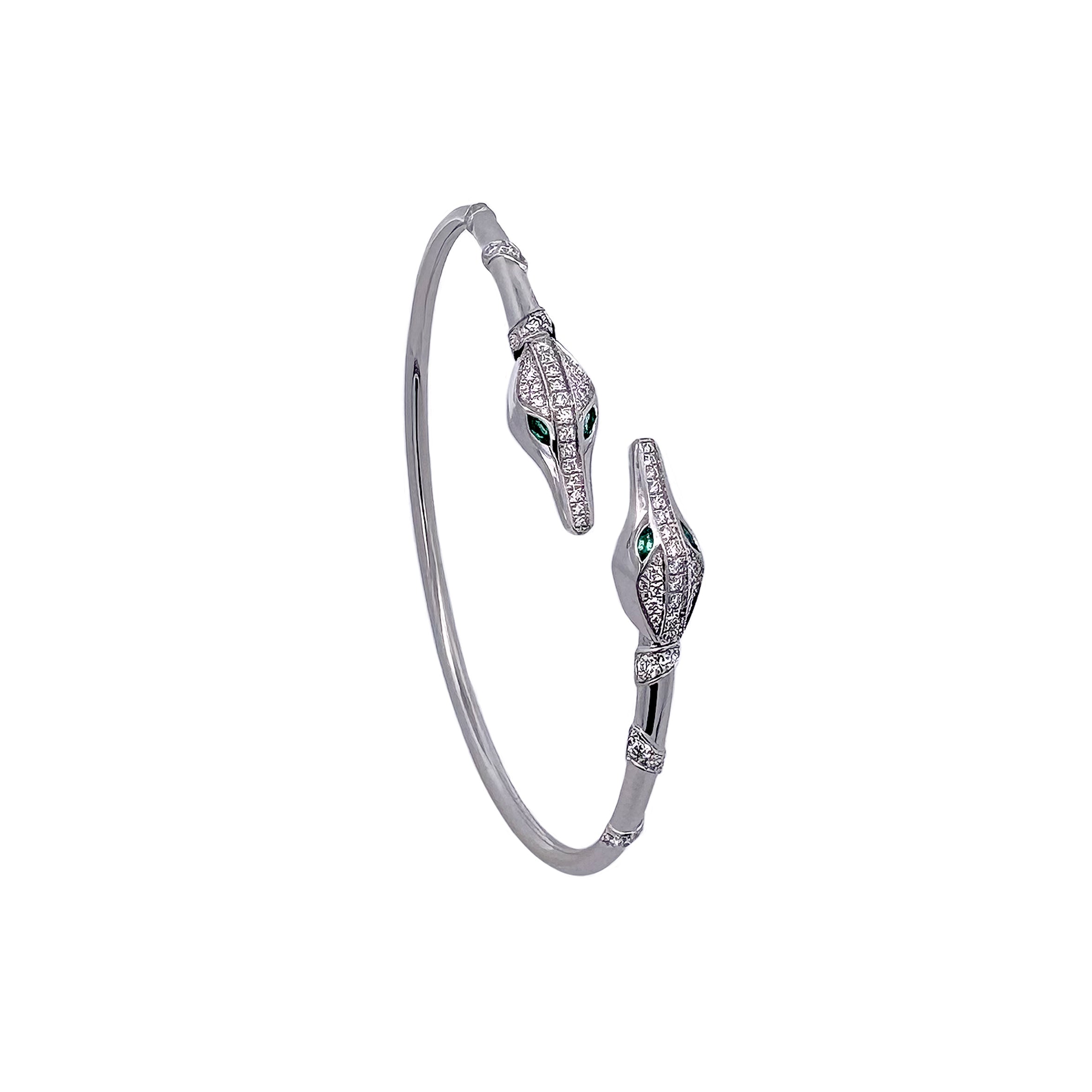 CARESSE DE CROCO DOUBLE HEAD FLEX DIAMOND BRACELET, WHITE GOLD