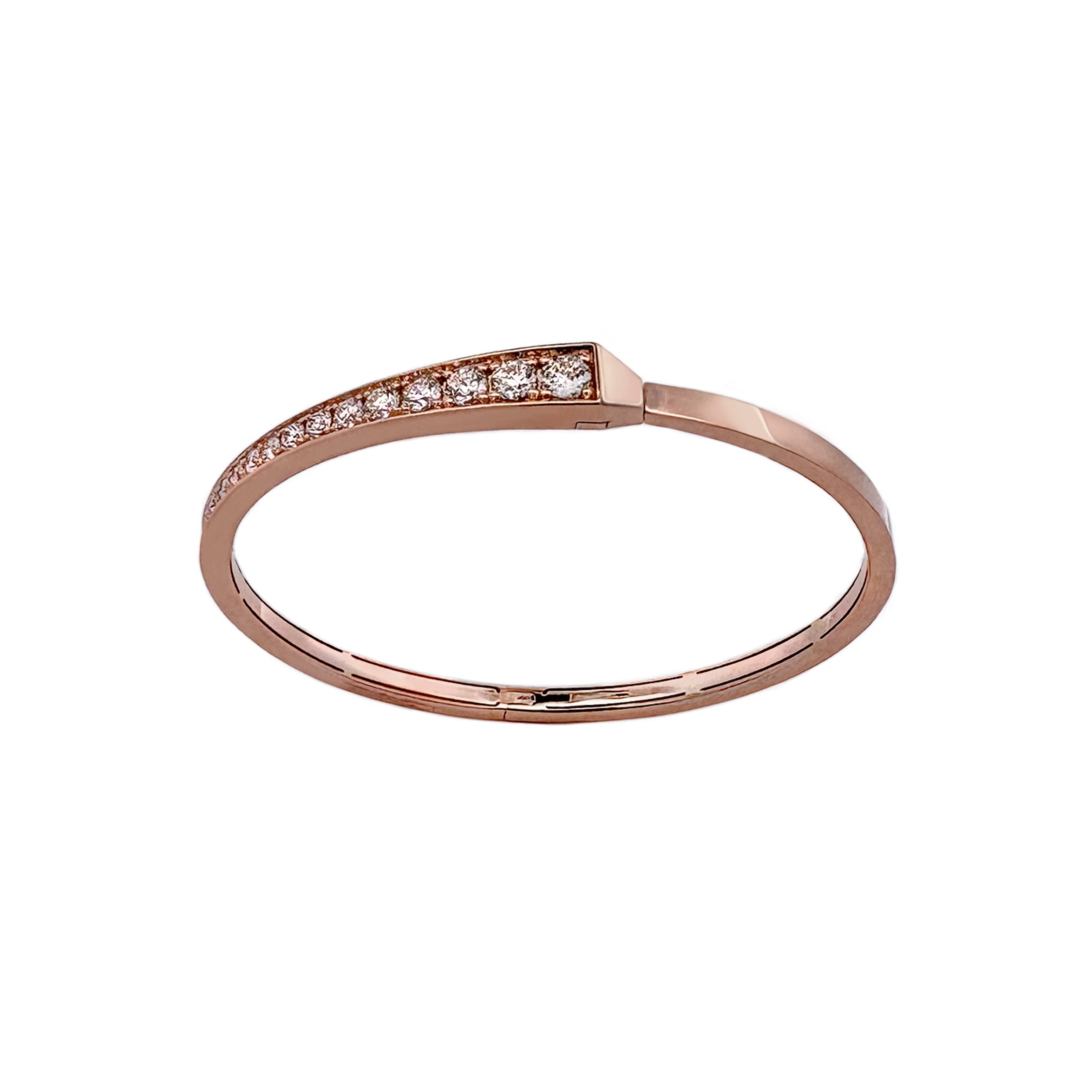 SPIKE ONE HALF PAVE DIAMOND BRACELET ROSE GOLD