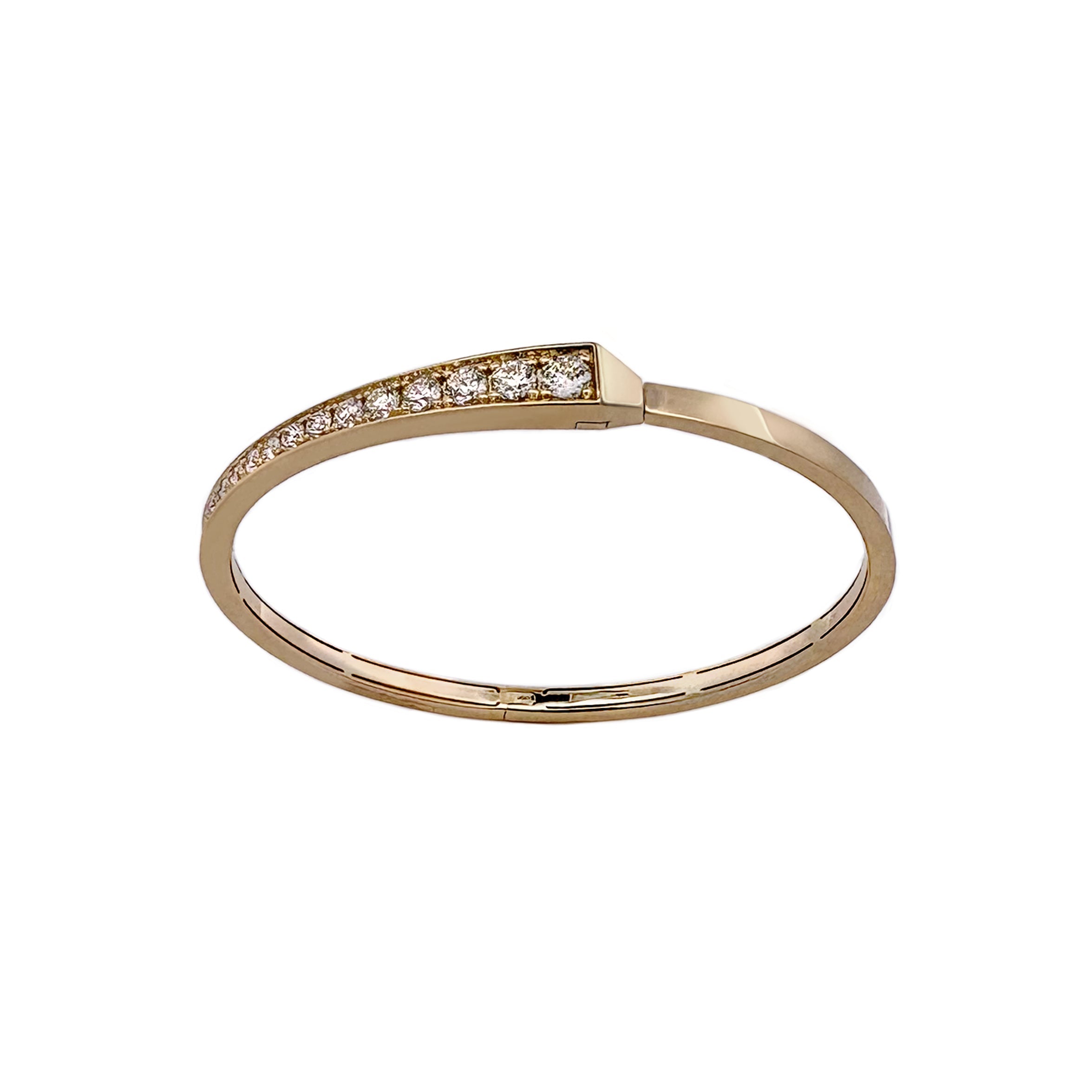 SPIKE ONE HALF PAVE DIAMOND BRACELET YELLOW GOLD