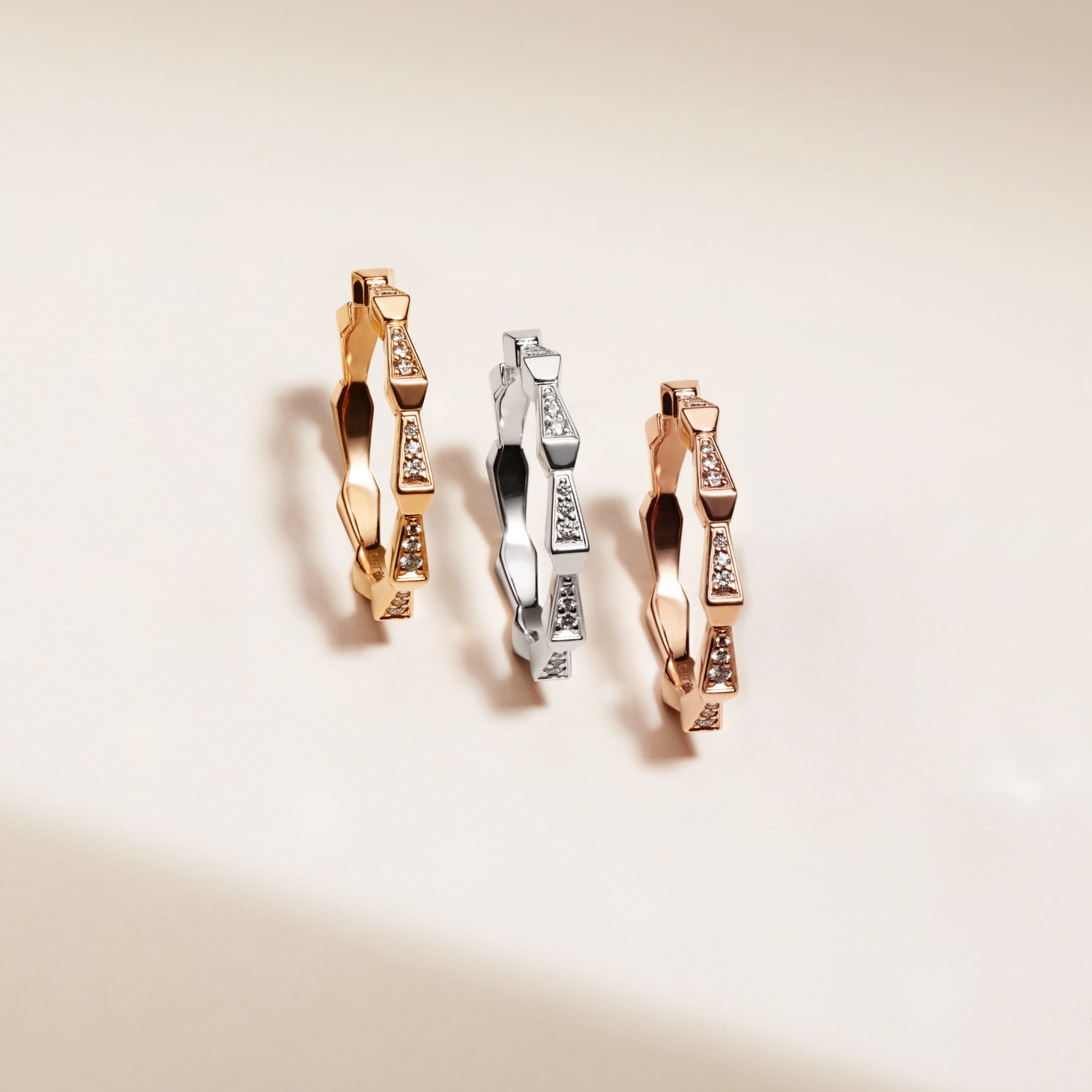 SPIKE 1 ROW FULL PAVE DIAMOND BAND ROSE GOLD