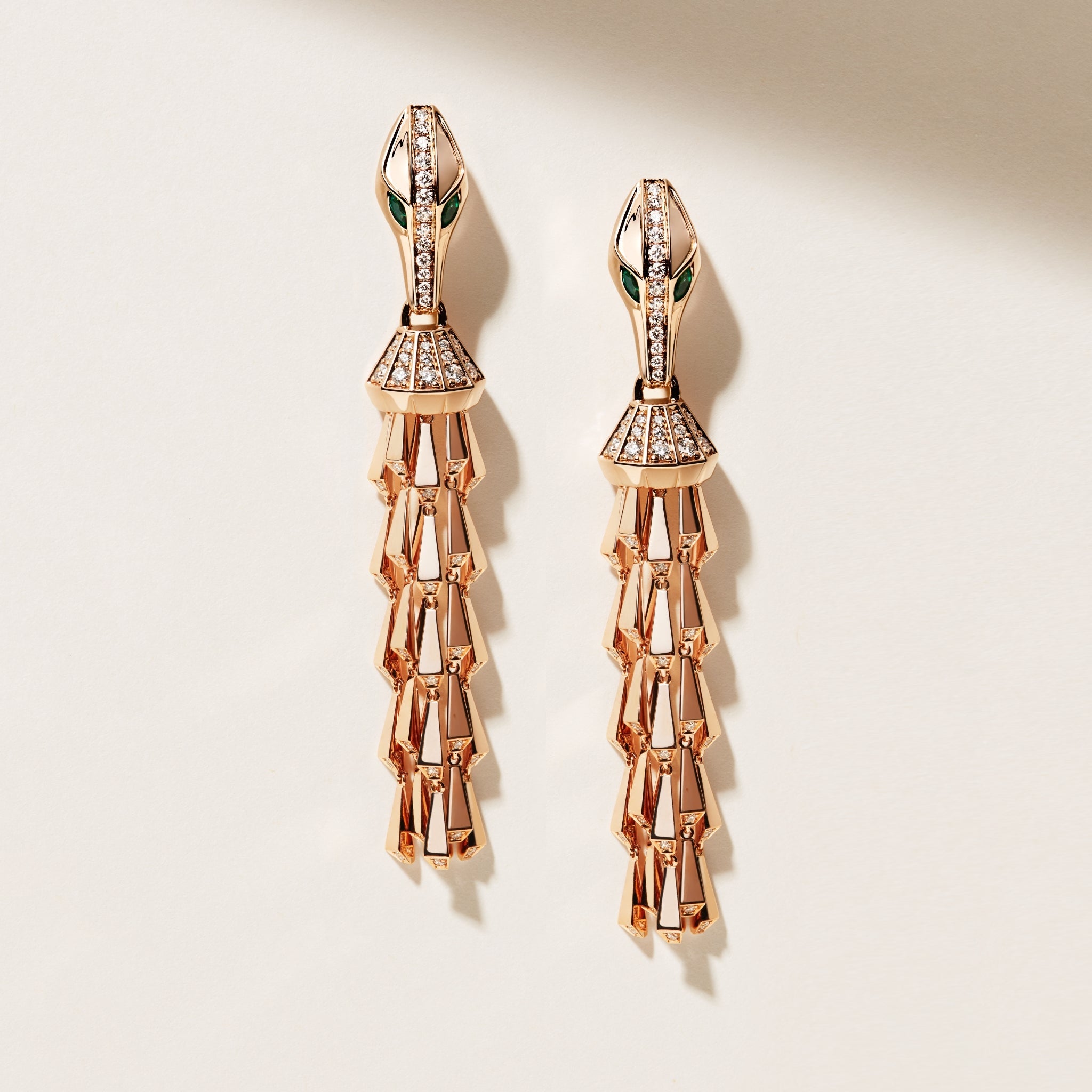 SPIKE CROCO TASSEL LIGHT PAVE DIAMOND EARRINGS ROSE GOLD