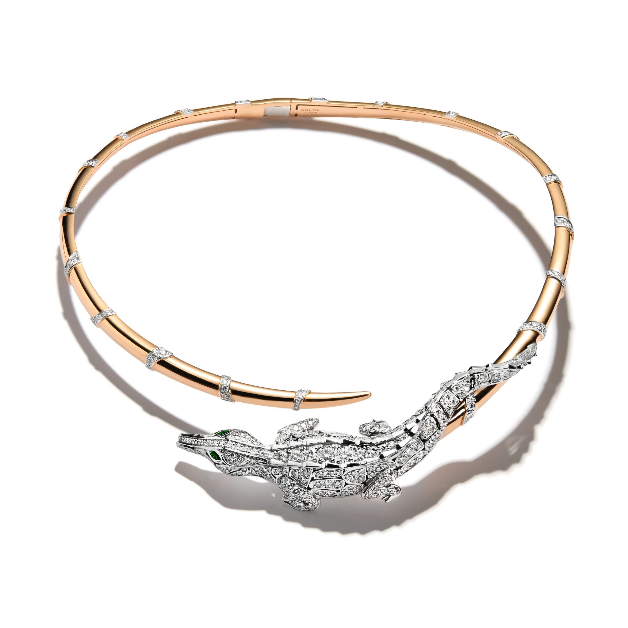 CARESSE DE CROCO FULL PAVE DIAMOND CHOKER WHITE AND ROSE GOLD