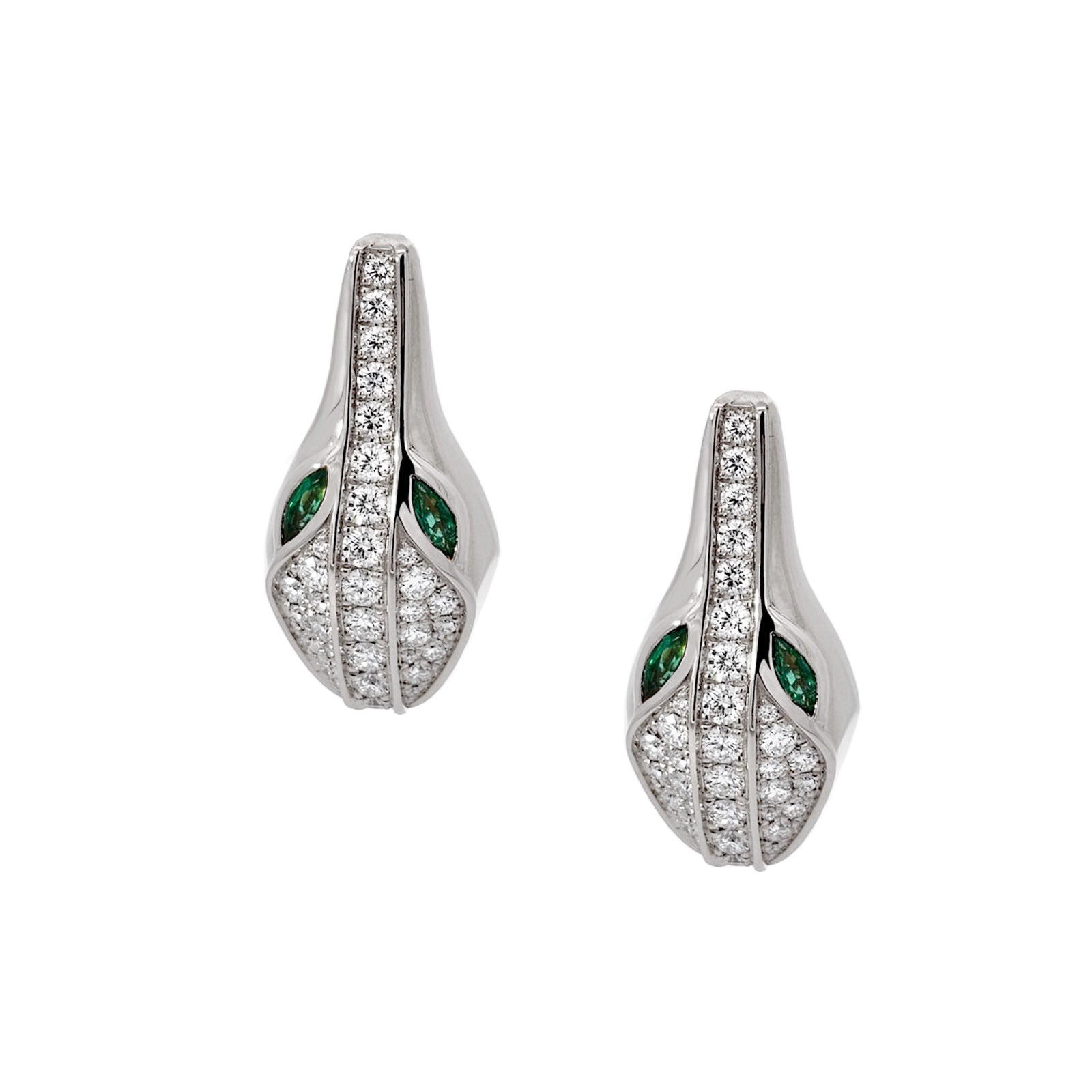 SPIKE LARGE CROCO HEAD FULL PAVE DIAMOND EARRINGS, WHITE GOLD