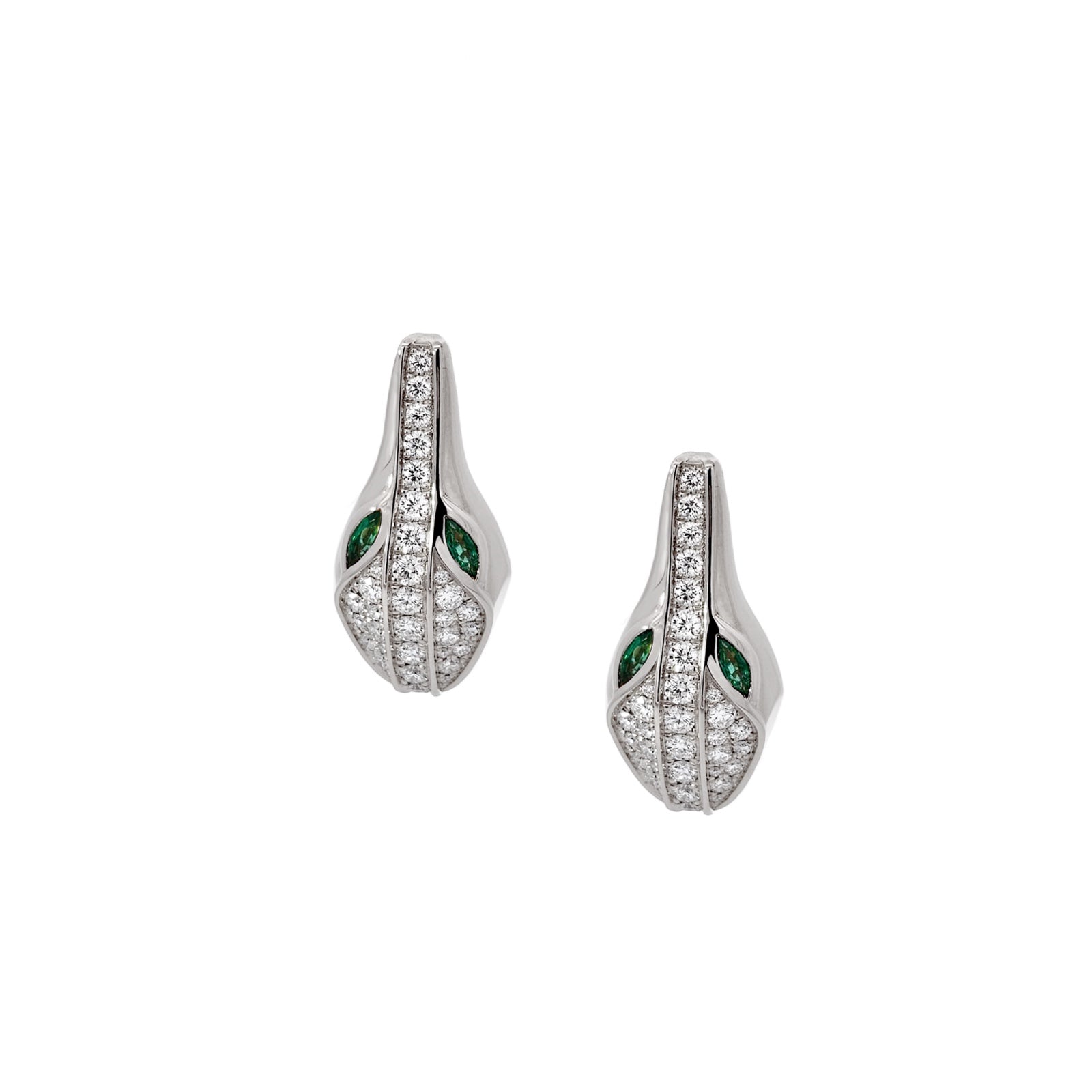 SPIKE CROCO HEAD FULL PAVE DIAMOND EARRINGS, WHITE GOLD