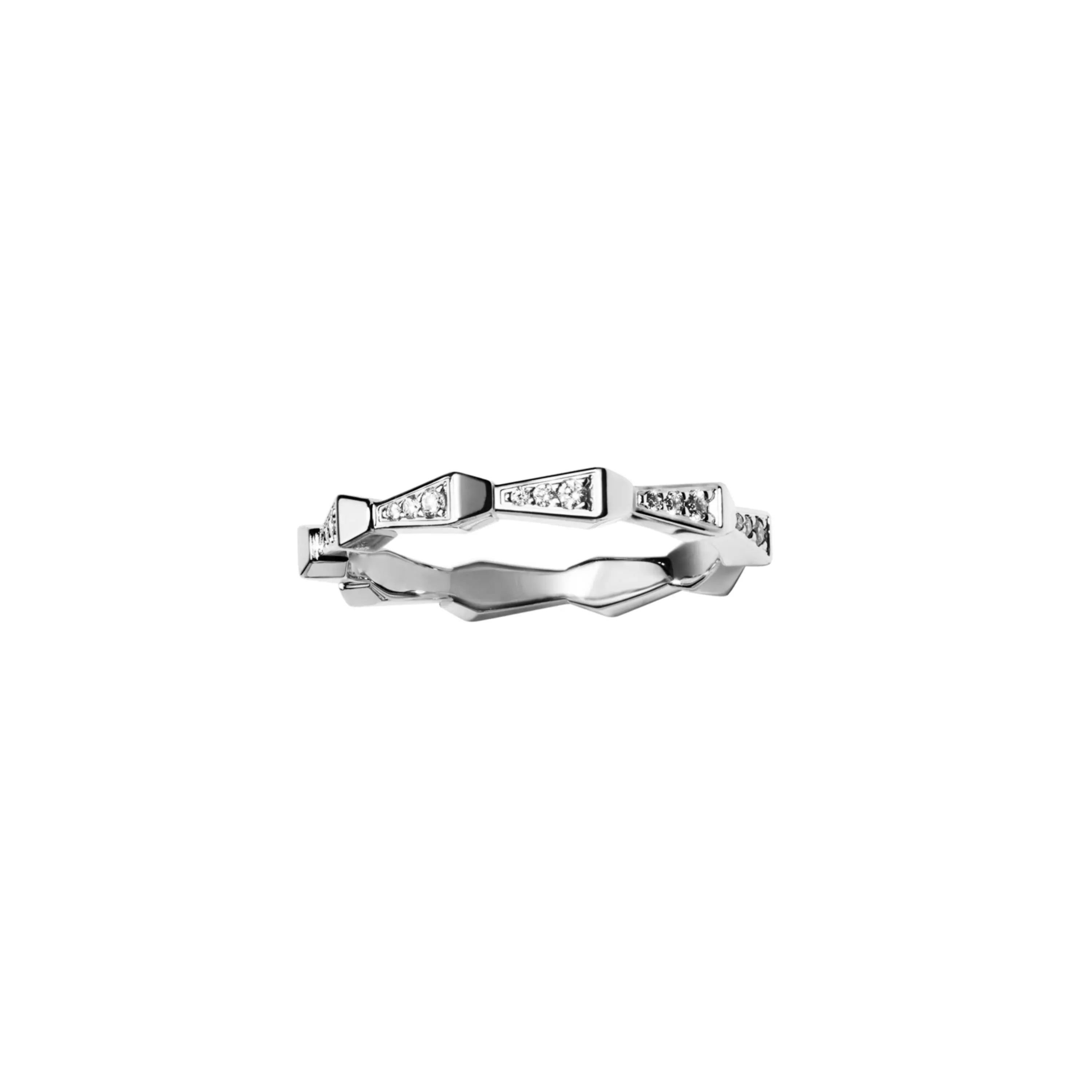 SPIKE 1 ROW FULL PAVE DIAMOND BAND, WHITE GOLD