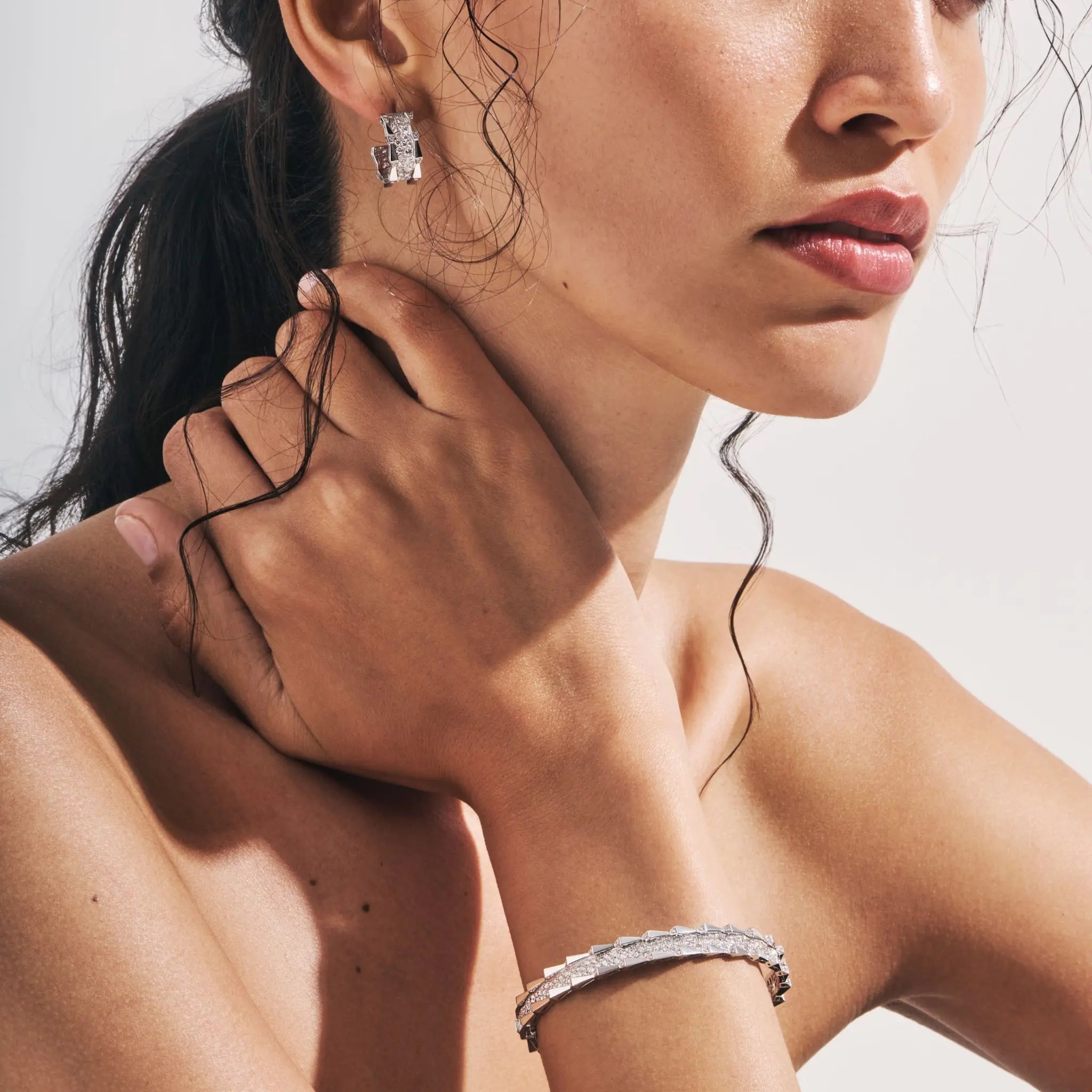 SPIKE DOUBLE ROW FULL PAVE DIAMOND BRACELET, WHITE GOLD ORLOV