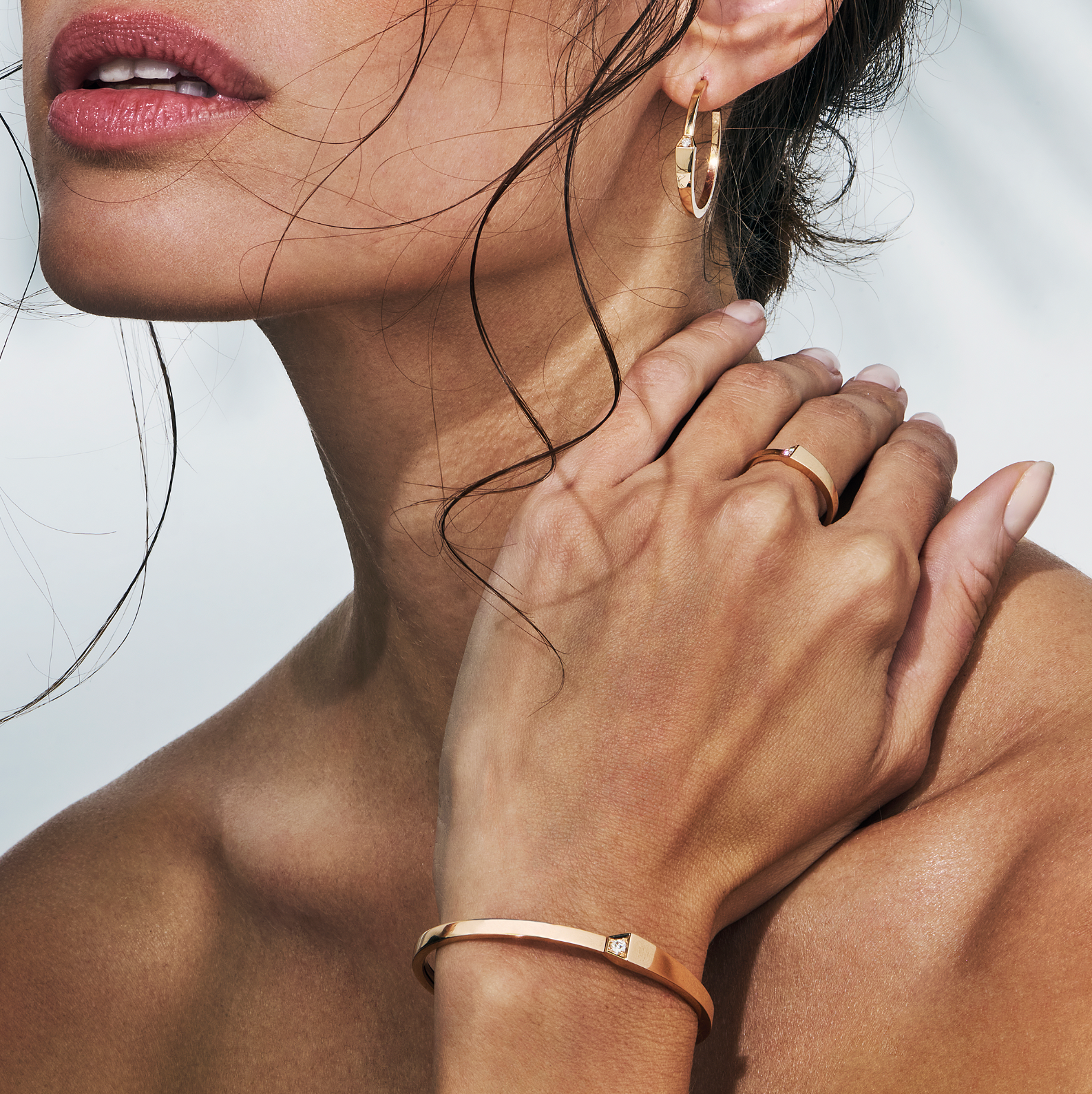 SPIKE ONE LIGHT PAVE DIAMOND RING ROSE GOLD