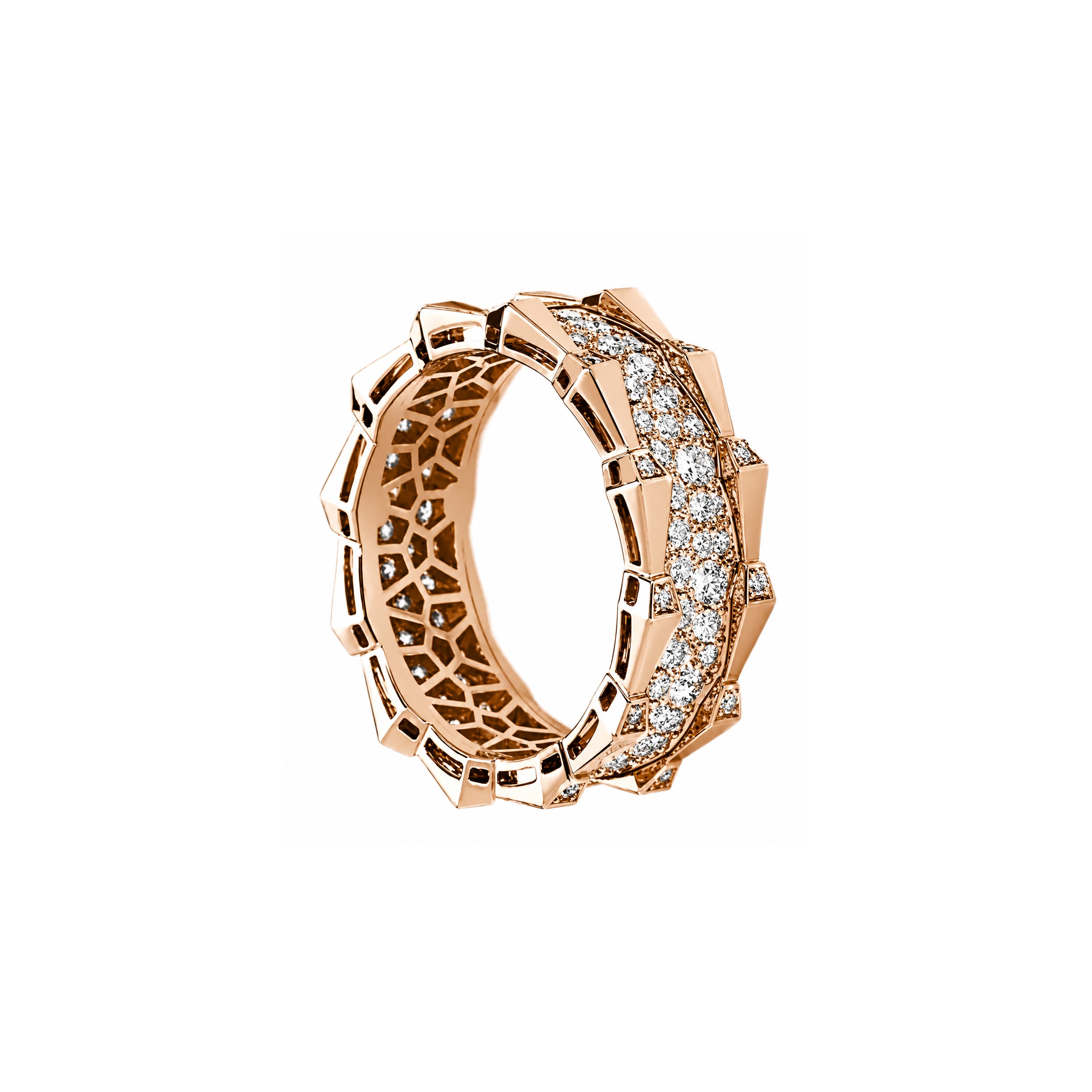 SPIKE DOUBLE ROW FULL PAVE DIAMOND RING ROSE GOLD