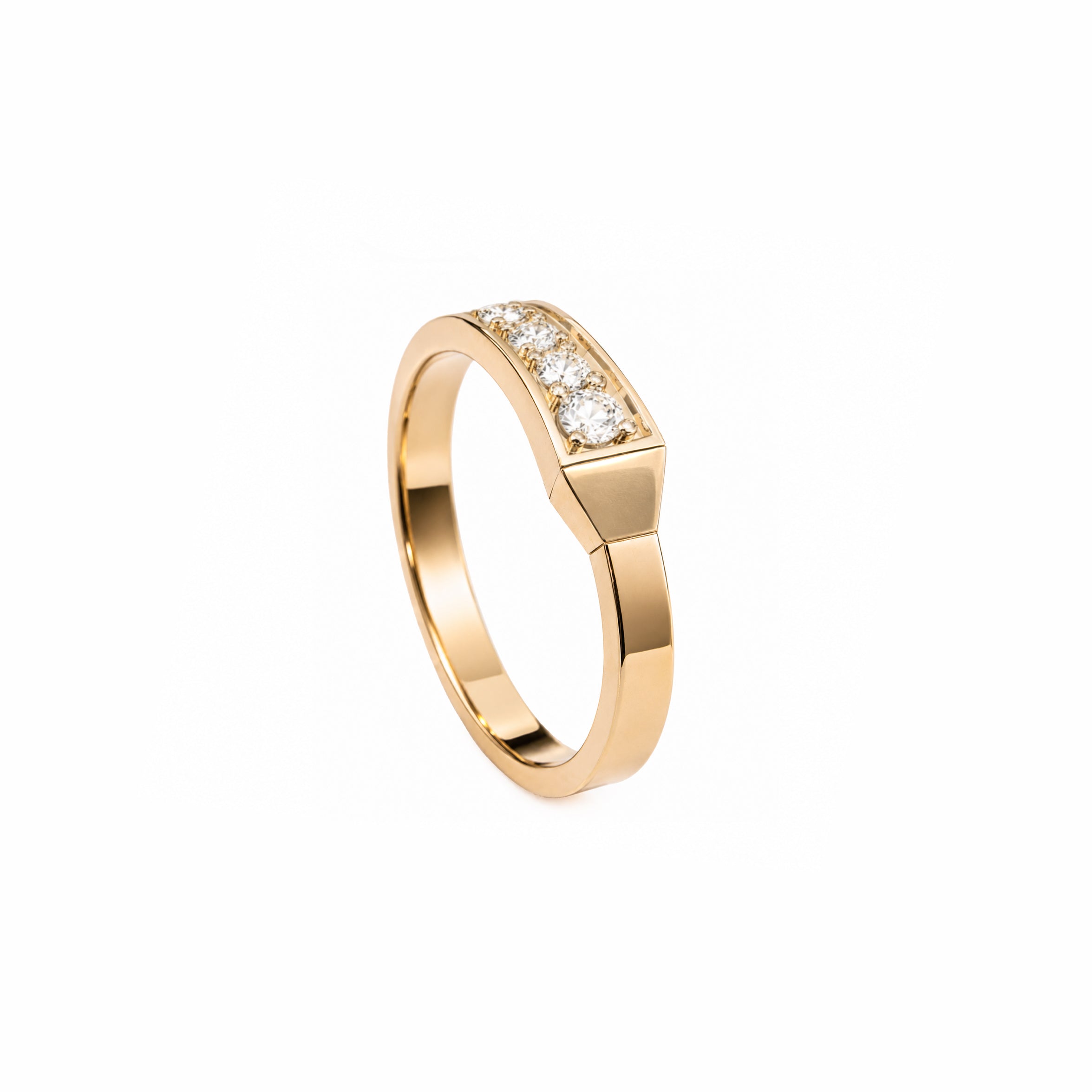 SPIKE ONE HALF PAVE DIAMOND RING YELLOW GOLD