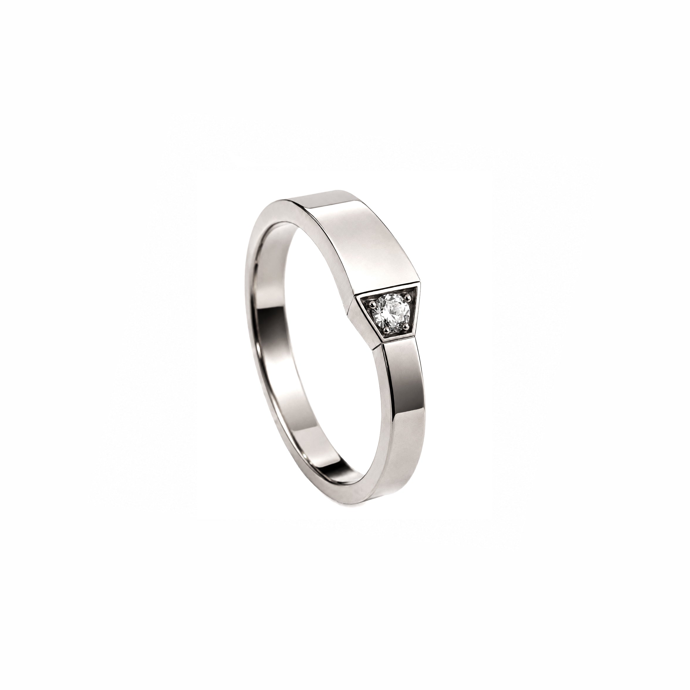 SPIKE ONE LIGHT PAVE DIAMOND RING WHITE GOLD
