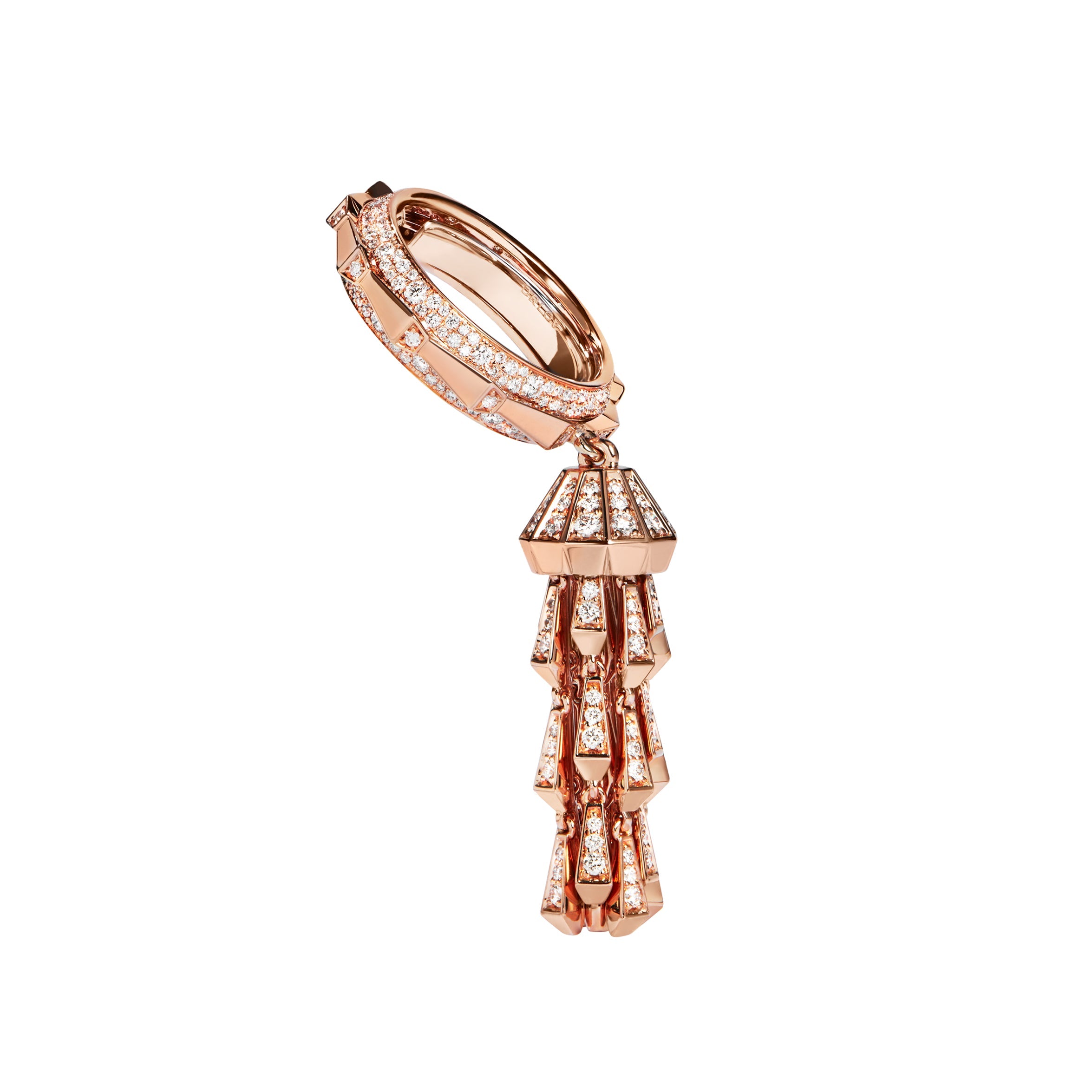 SPIKE TASSEL FULL PAVE DIAMOND RING ROSE GOLD