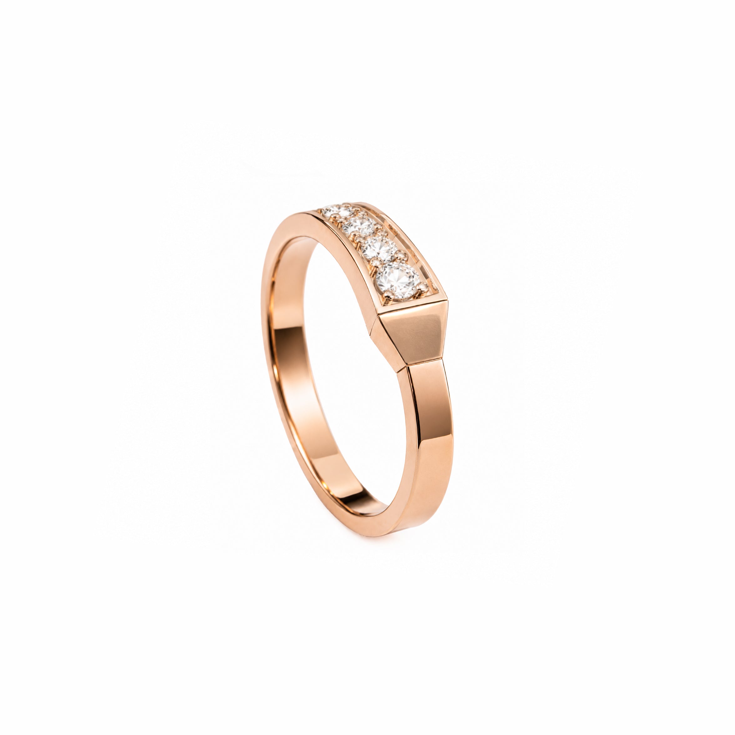 SPIKE ONE HALF PAVE DIAMOND RING ROSE GOLD