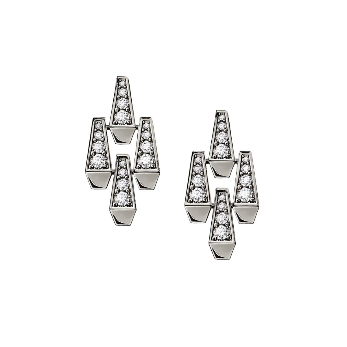 SPIKE LARGE 4 ELEMENTS FULL PAVE DIAMOND EARRINGS WHITE GOLD
