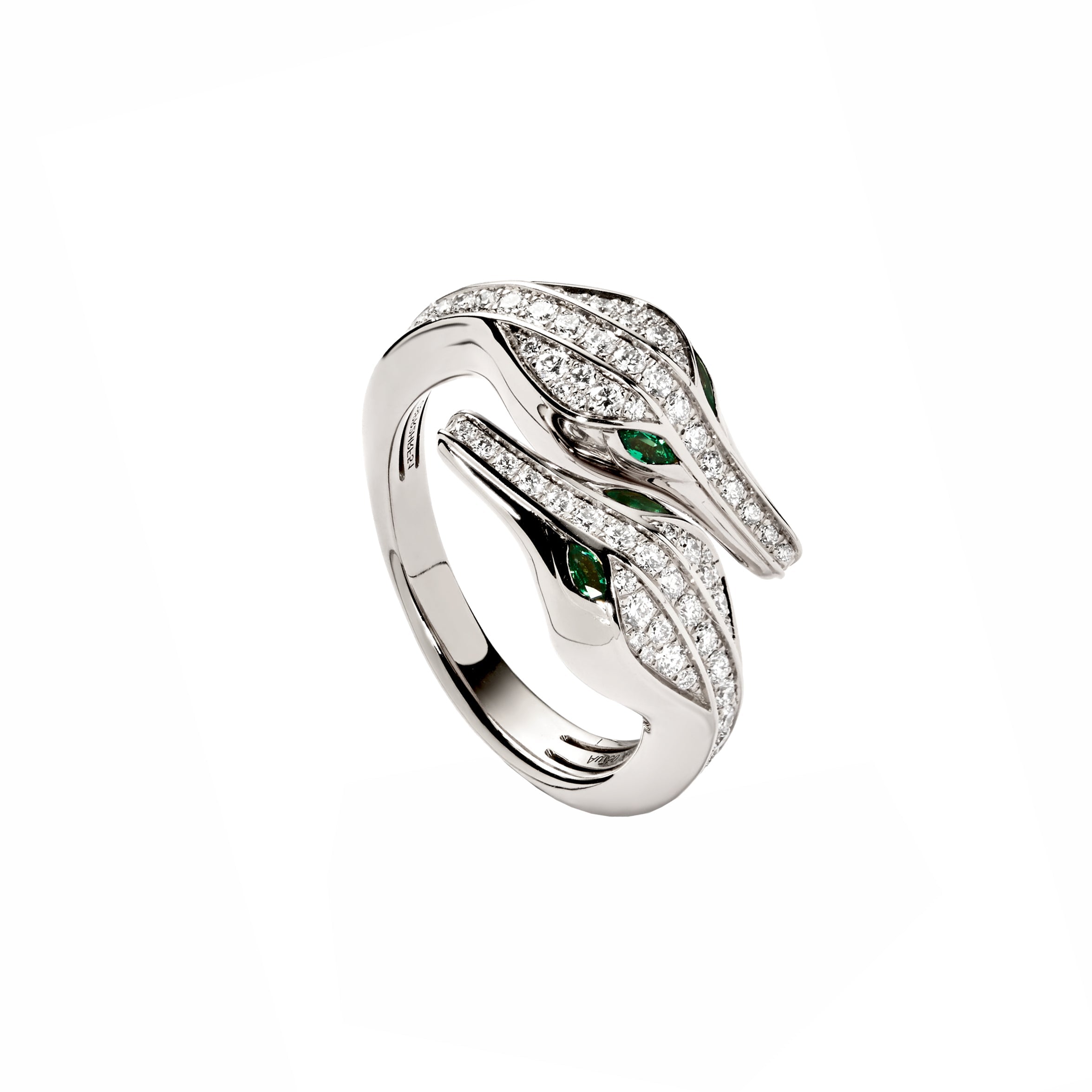 CARESSE DE CROCO DOUBLE HEAD FULL PAVE DIAMOND RING WHITE GOLD