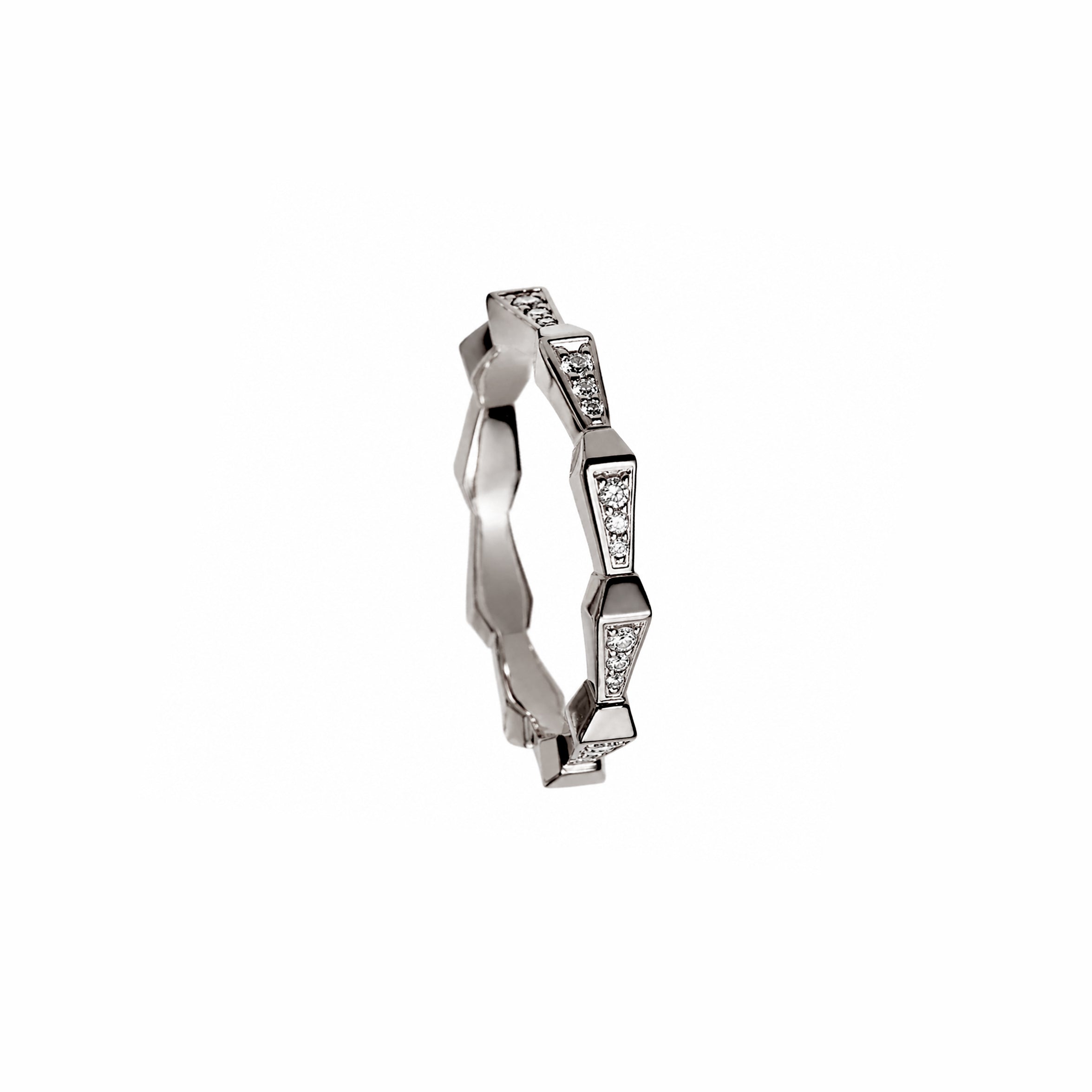 SPIKE 1 ROW FULL PAVE DIAMOND BAND WHITE GOLD