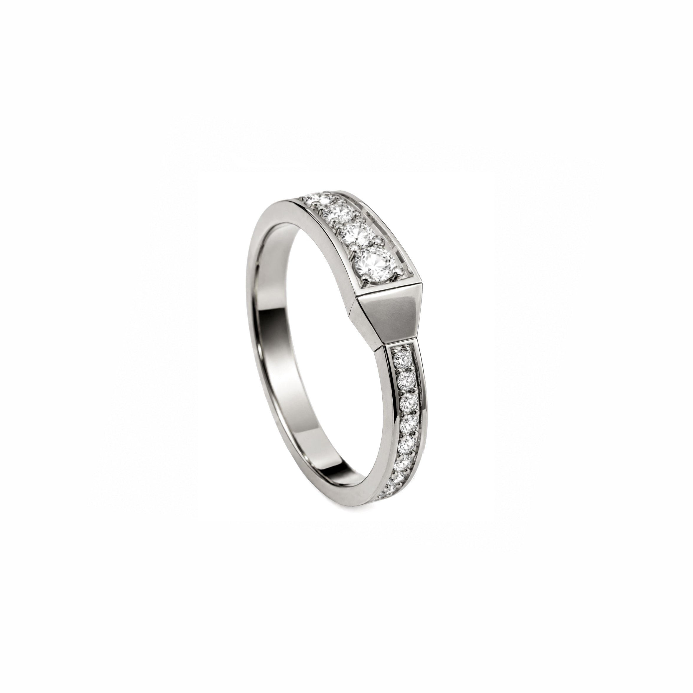 SPIKE ONE FULL PAVE DIAMOND RING WHITE GOLD