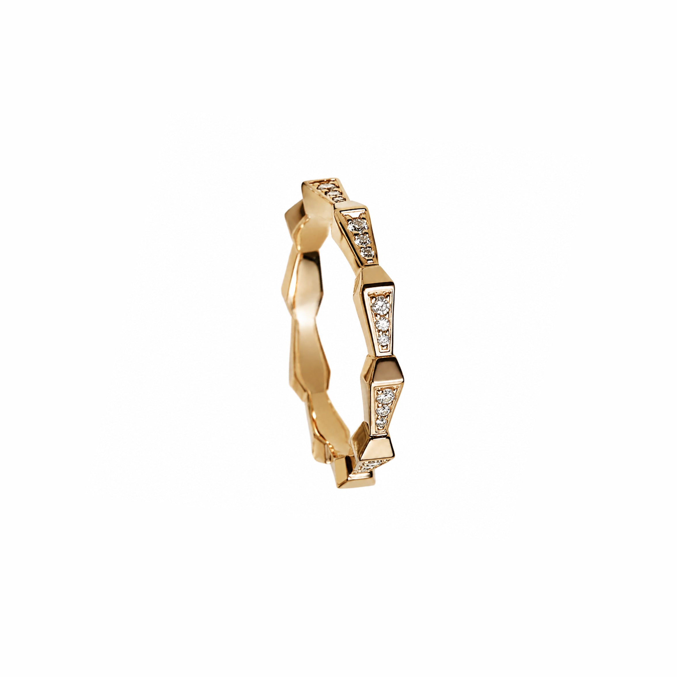 SPIKE 1 ROW FULL PAVE DIAMOND BAND YELLOW GOLD