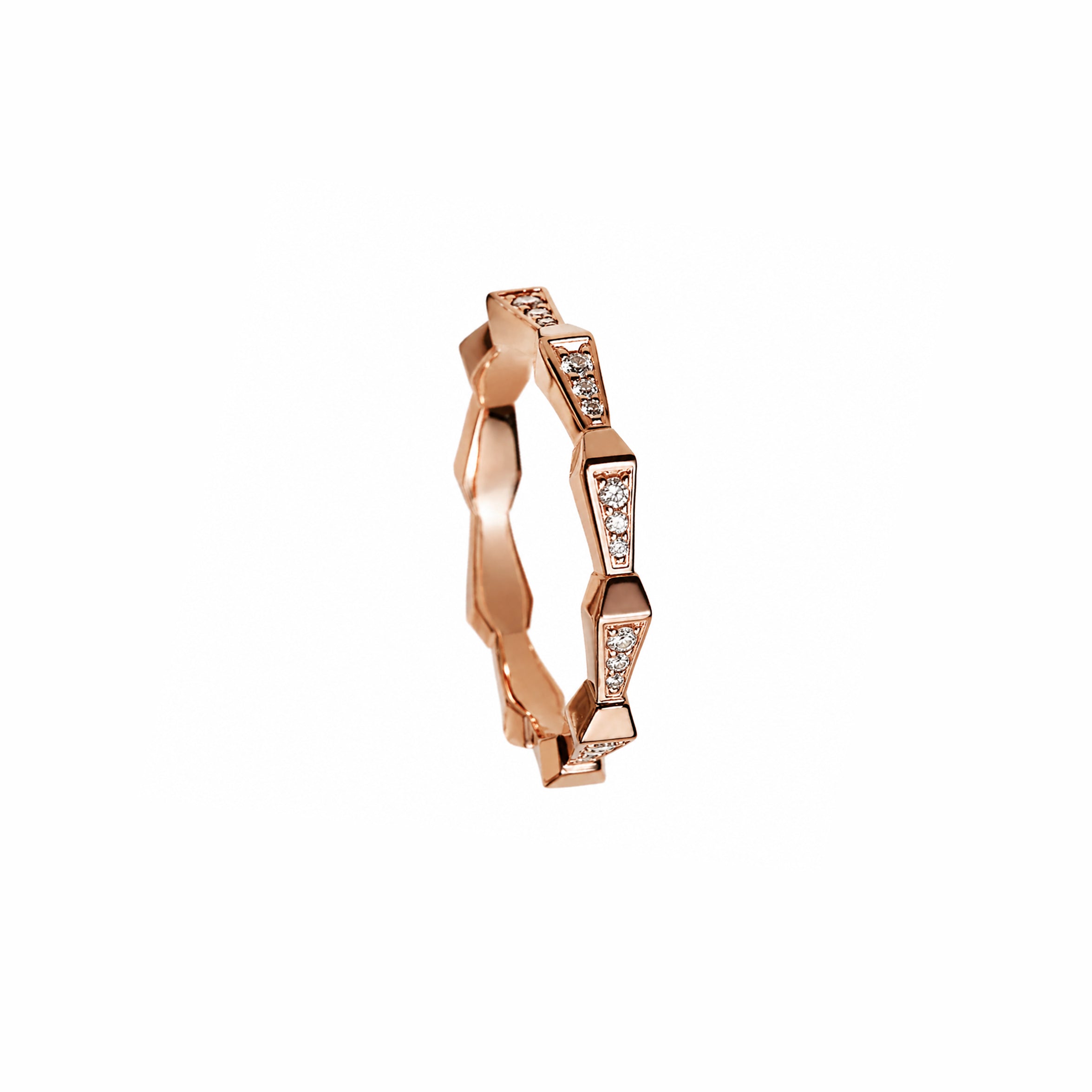 SPIKE 1 ROW FULL PAVE DIAMOND BAND ROSE GOLD