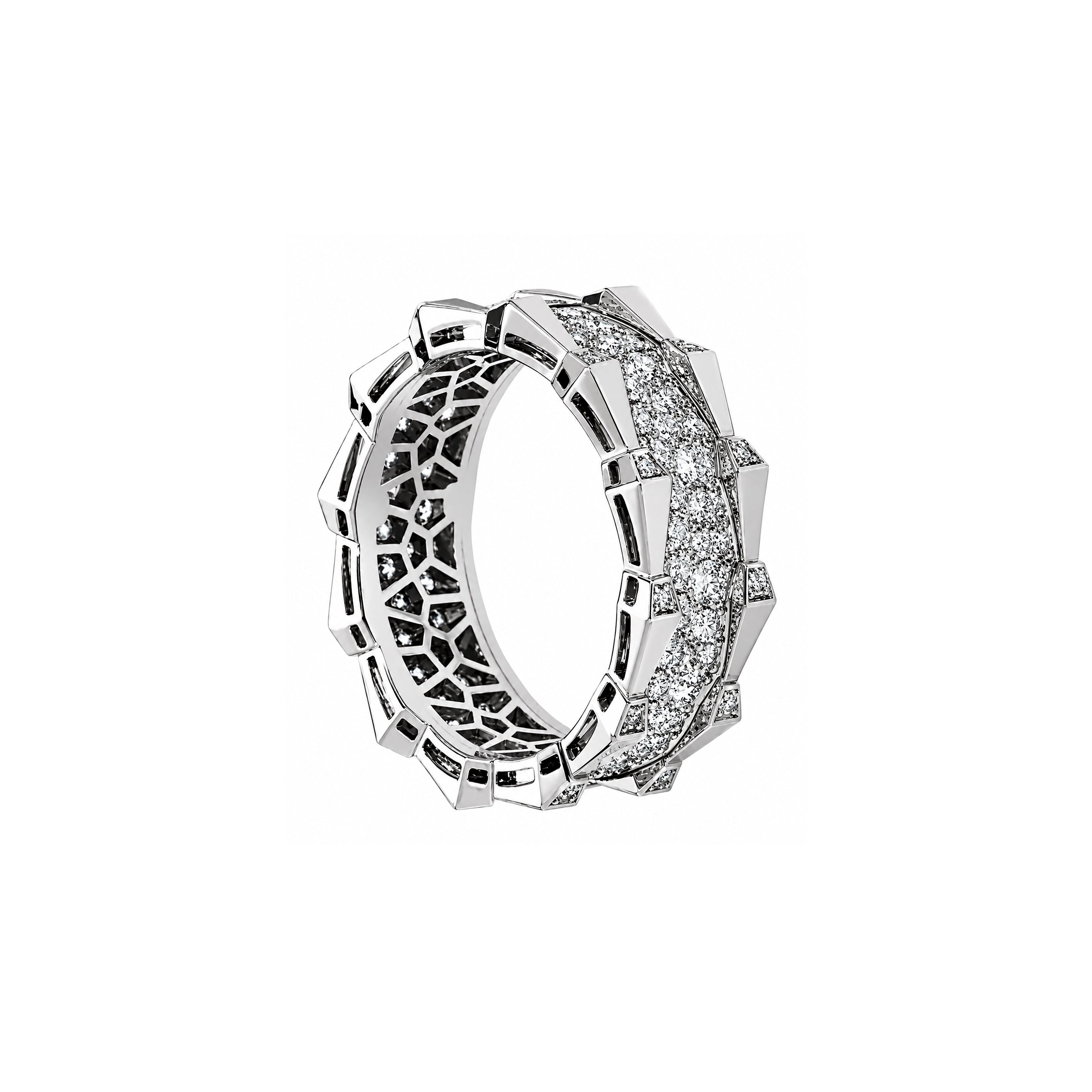 SPIKE DOUBLE ROW FULL PAVE DIAMOND RING WHITE GOLD