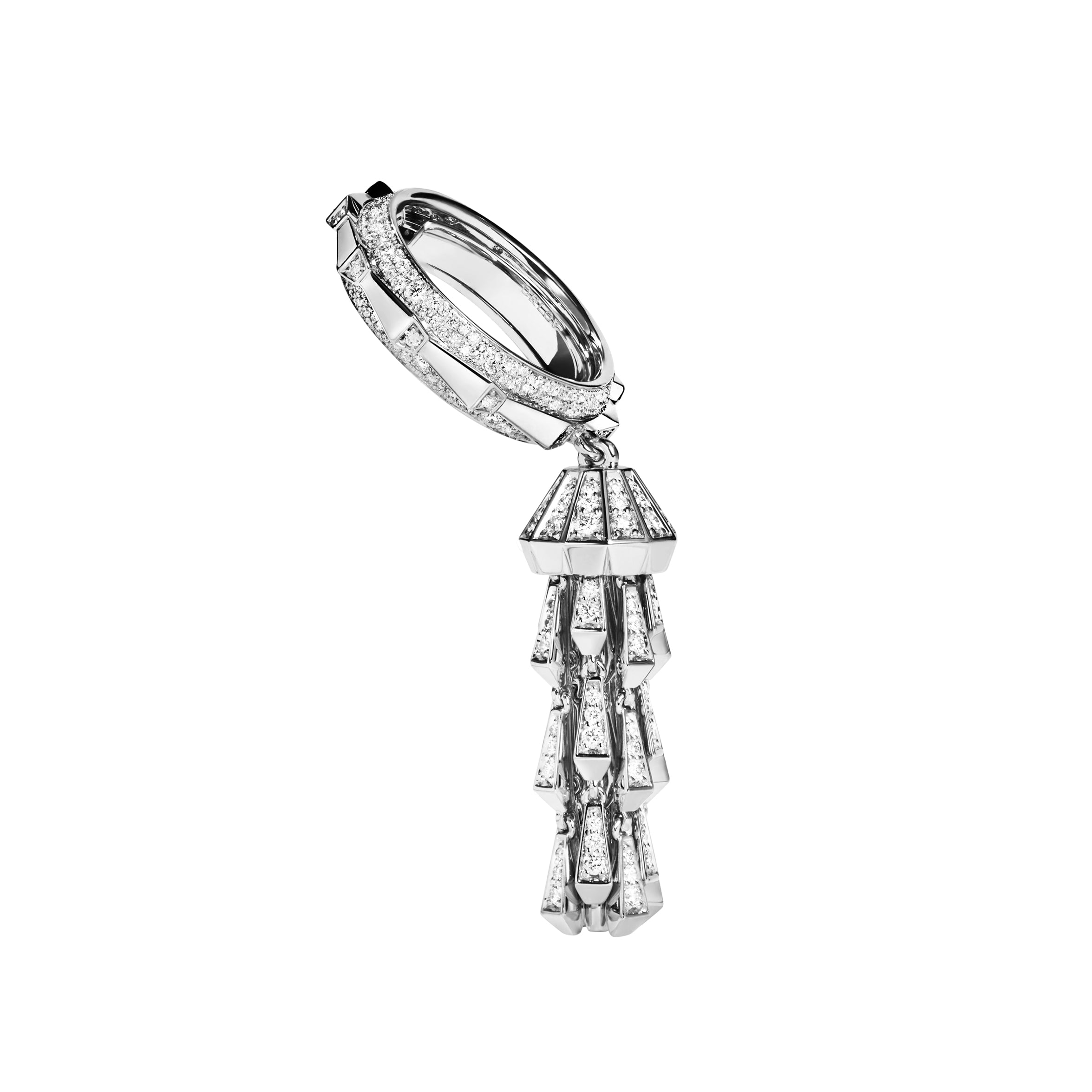 SPIKE TASSEL FULL PAVE DIAMOND RING WHITE GOLD